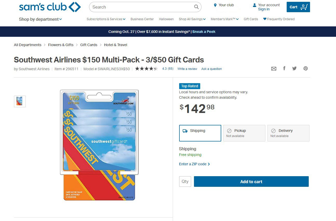 Gift Cards for Sale - Sam's Club