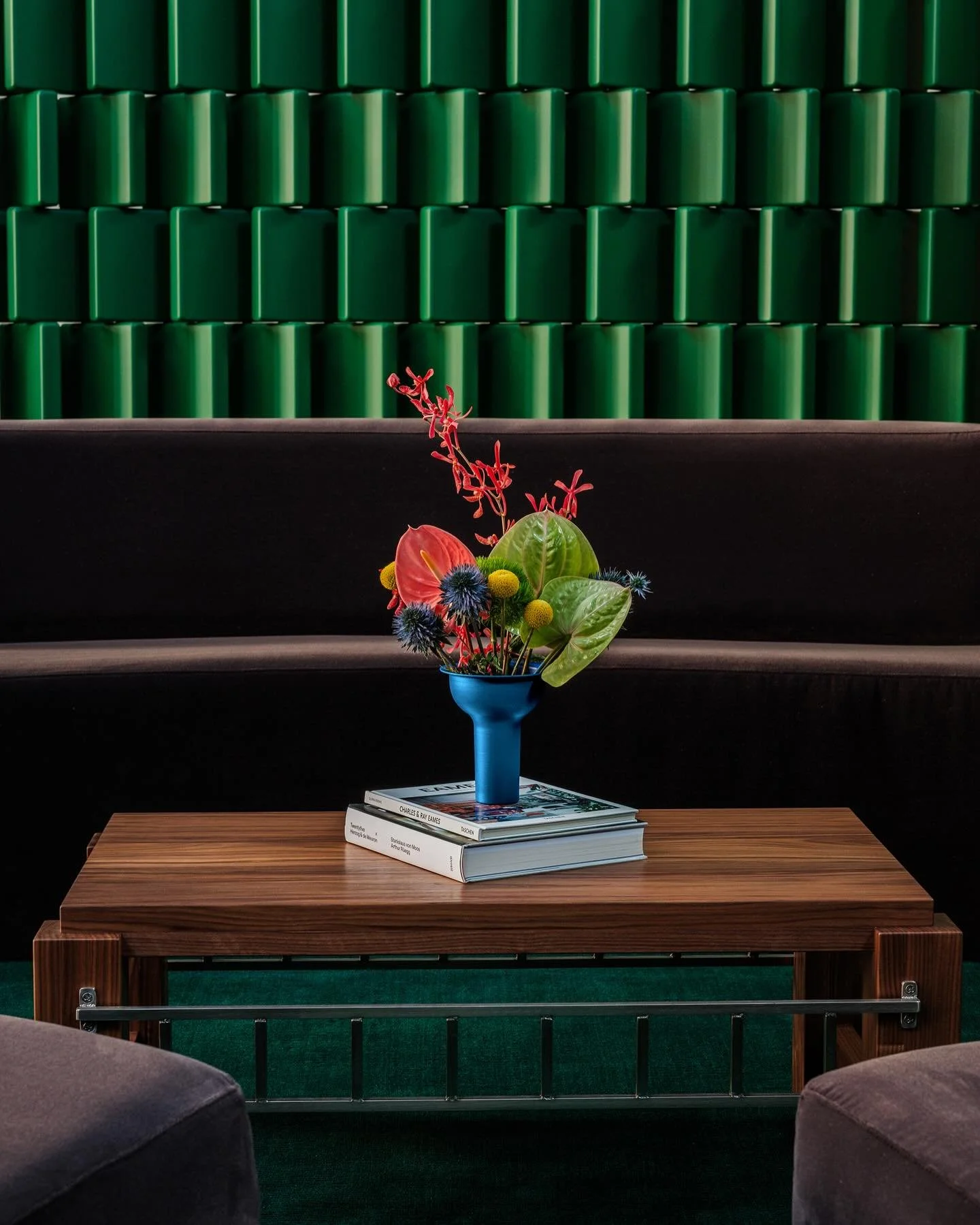 The Barred Coffee Table looking cute in @gantri&rsquo;s new showroom. I love how the table&rsquo;s chunky proportions and stainless steel grids match the blocky background. The space was beautifully designed by @zo.muzi and expertly captured by @kres