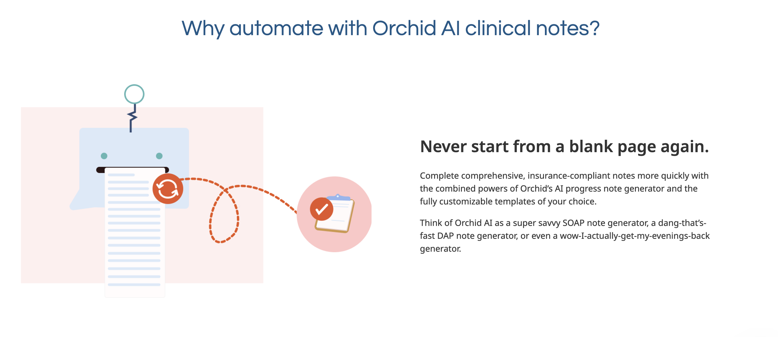 Landing Page: Orchid | AI Progress Notes Generator