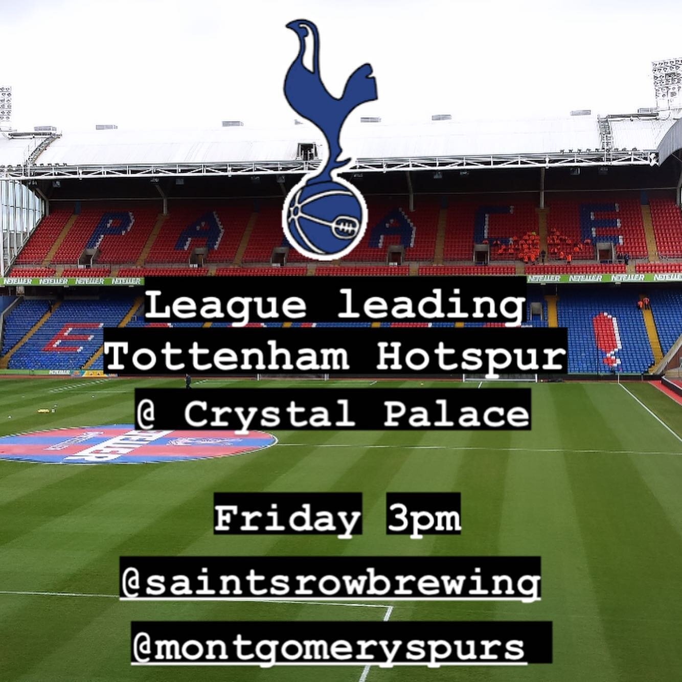 🎶 Oh When the Spurs Go Marching In 🎶 

Dream start to the season for the Tottenham Hotspur. Come catch the Palace game @saintsrowbrewing this Friday at 3pm! 

Also showing the Manchester Derby this Sunday at 11:30am. Come out and have some fun with