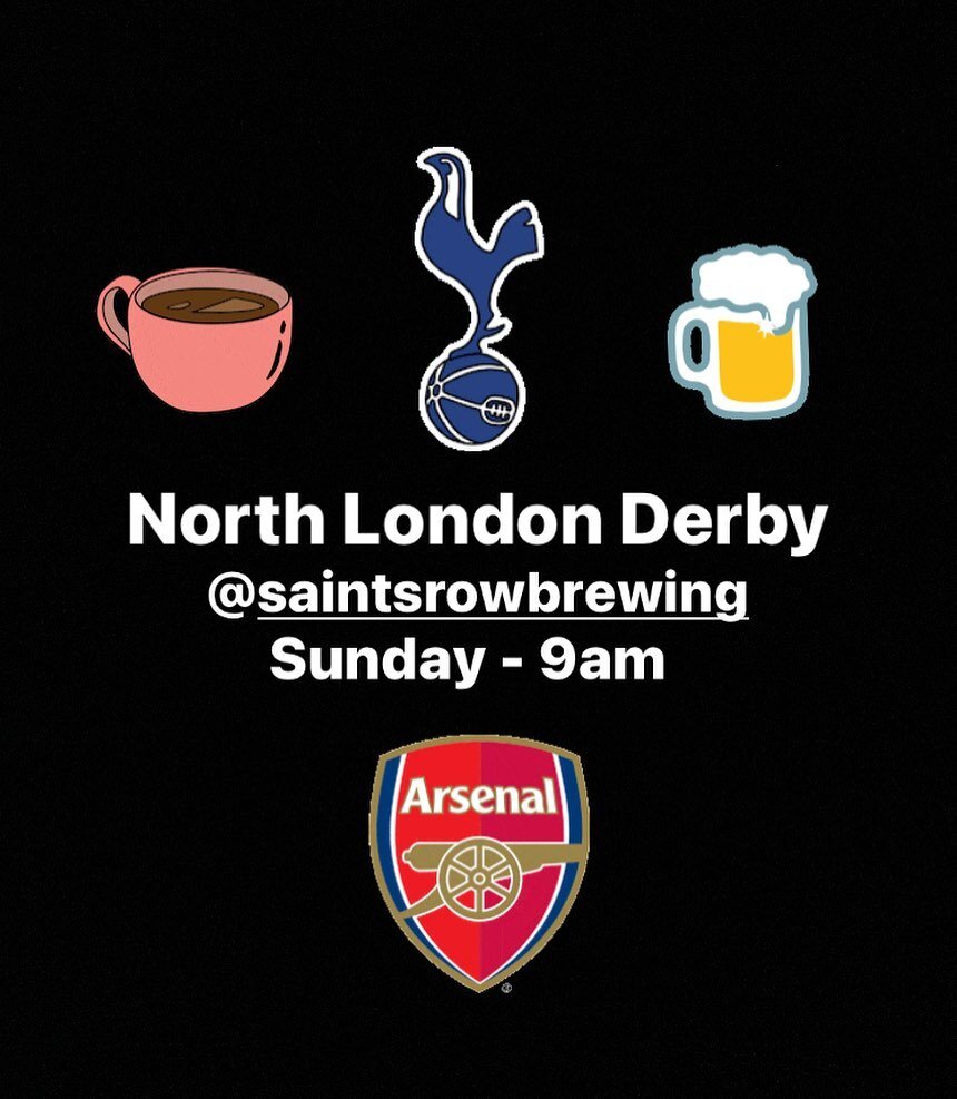 Did you know @hallowedgrounds_coffeeco is connected to @saintsrowbrewing? We&rsquo;ll have ☕️ and 🍺 available for the North London Derby with @montgomeryspurs! Come start your day early with us and watch Arteta whine in the post game interview when 
