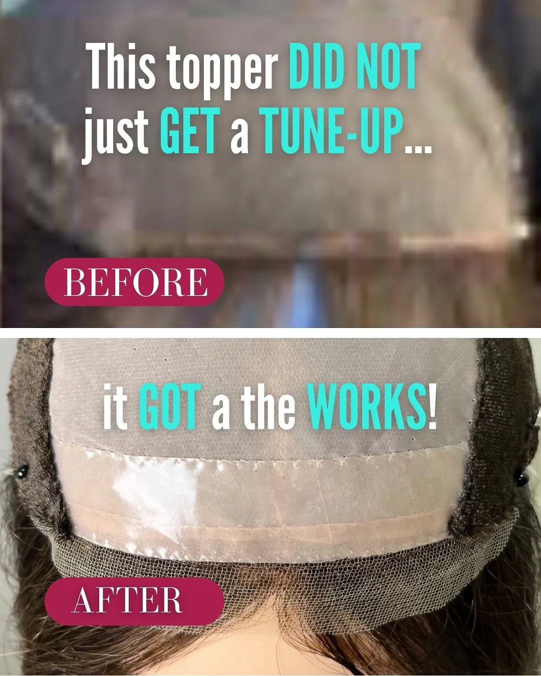 This topper did not get a tune-up &mdash; 
it got THE WORKS! 💎
 This brand new piece with a hard front (close lace hairline designed to sit behind bio hair) wasn&rsquo;t the right fit for this client &mdash; she needed a seamless lace front to help 