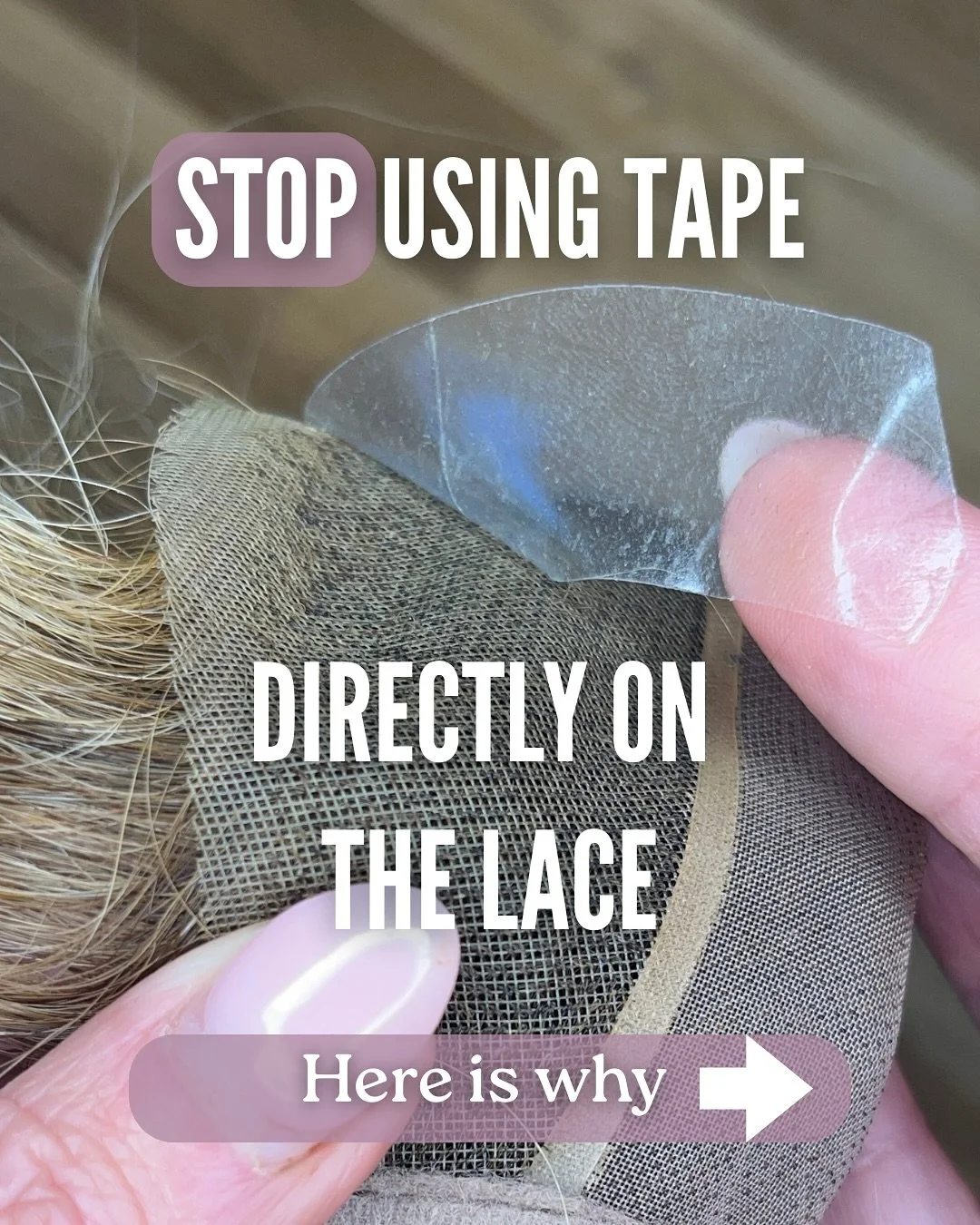 You should never use tape directly on lace &mdash; and here&rsquo;s why. 🚫

When wig tape is applied to a lace front wig or lace top topper without a PU (polyurethane) barrier, it can cause serious damage:
&bull; Pulling hair out of the knots
&bull;
