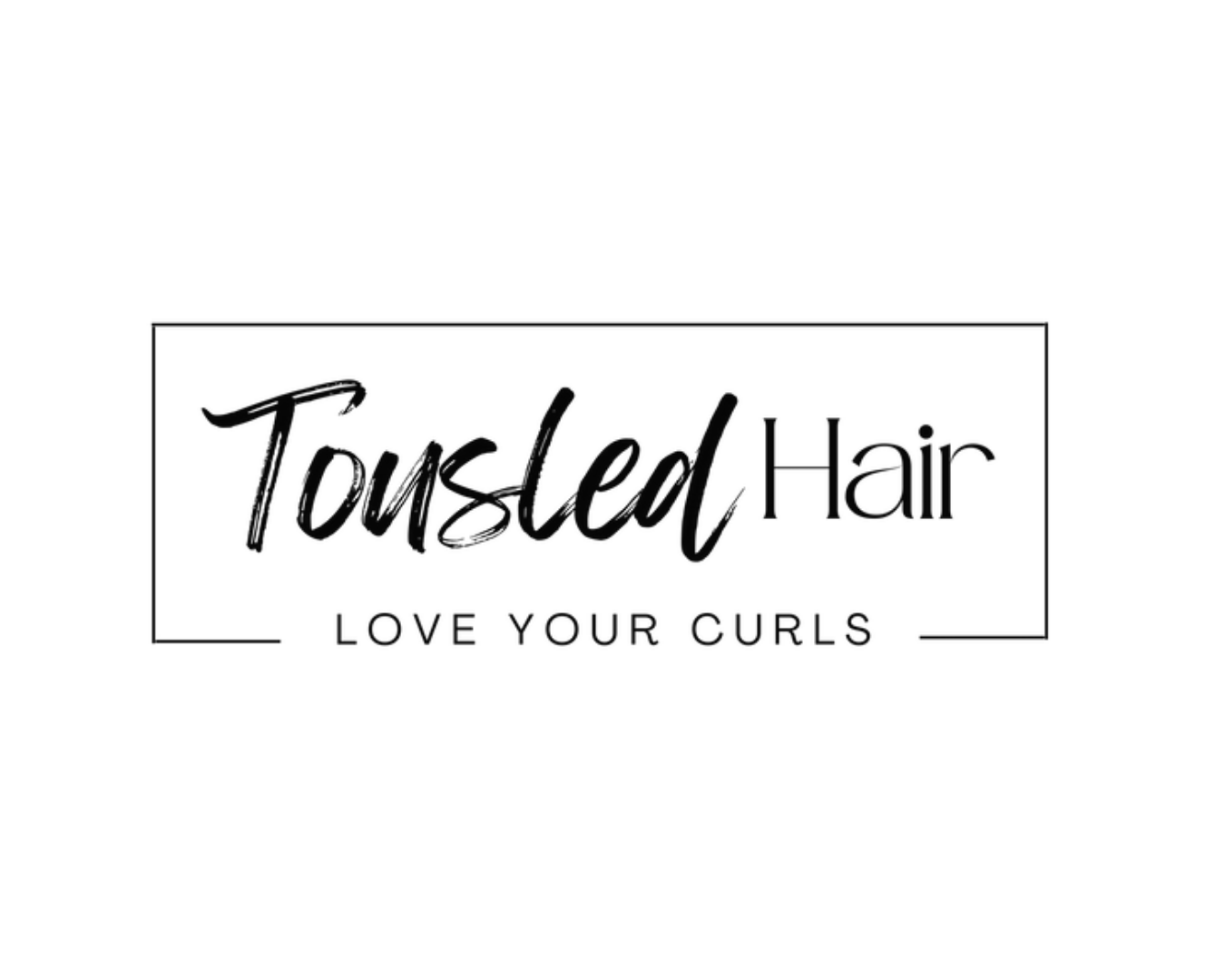 Logo for Tousted Hair with the tagline Love Your Curls