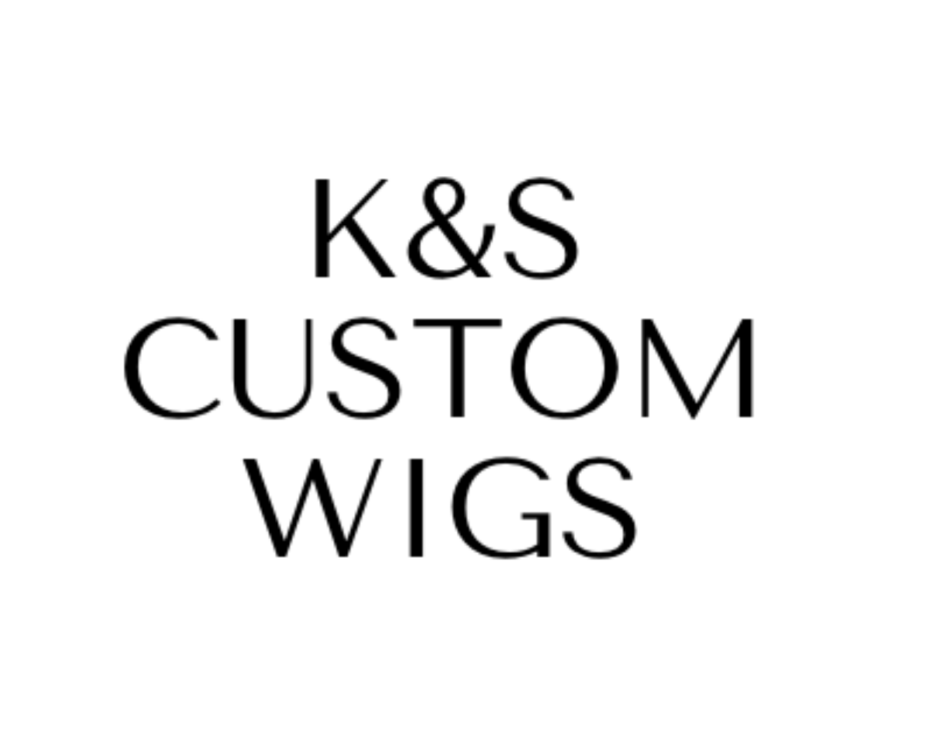 Text reading "K&S Custom Wigs" in black font on a white background.