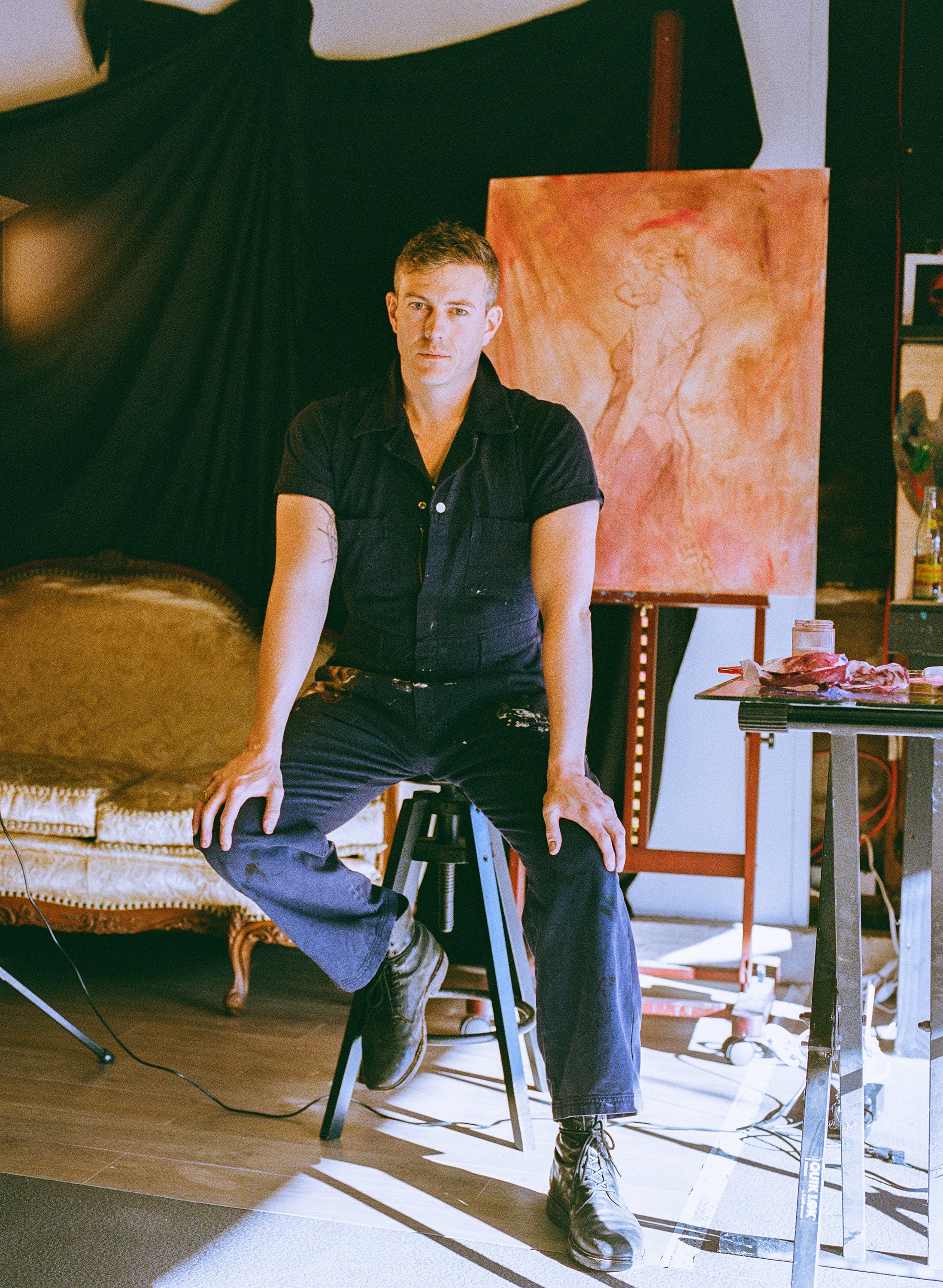 Alex Fuhr photographed in his studio in Los Angeles, (medium format film, 2024).