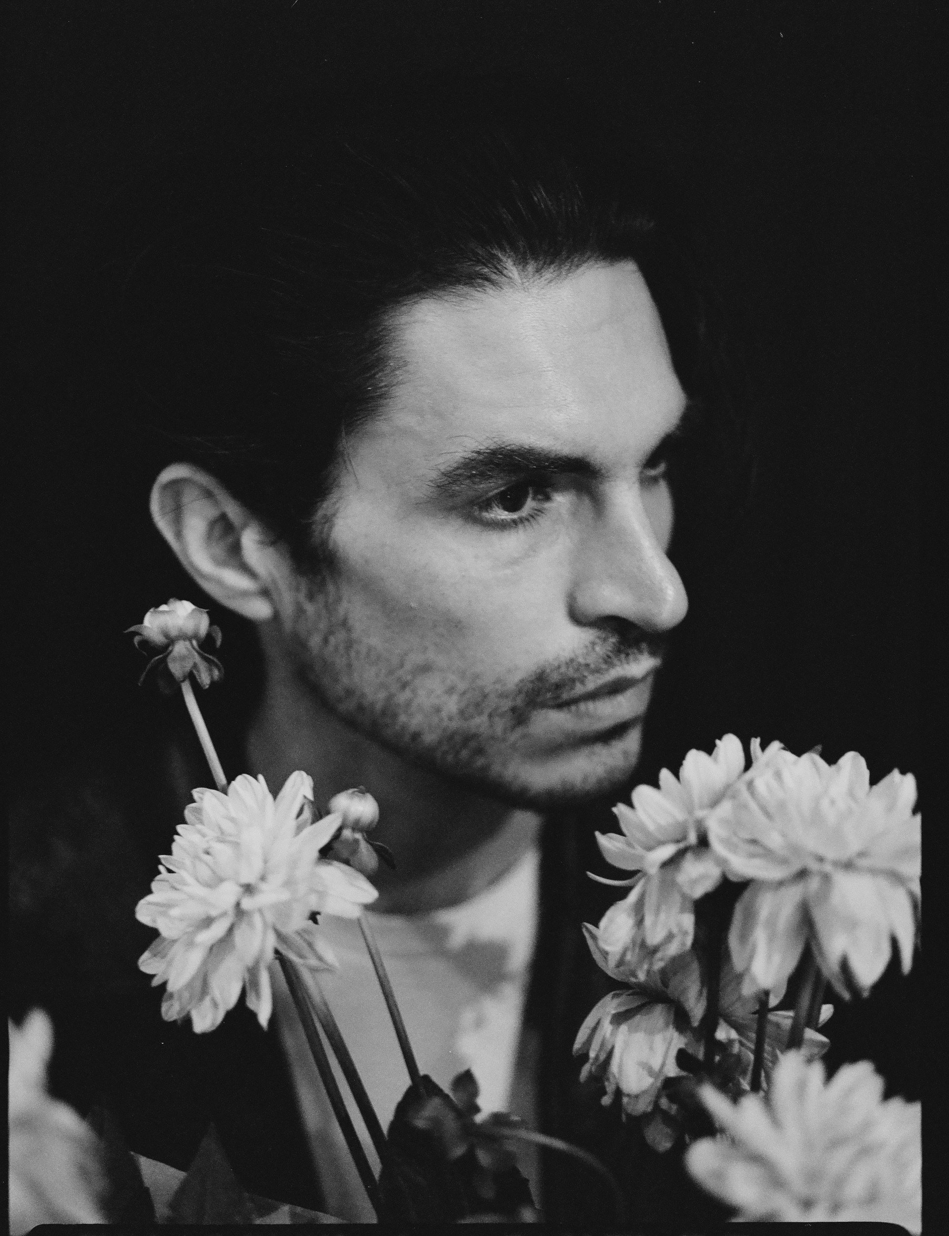 Nick Hinman photographed at his studio in London, (2023, medium format film).