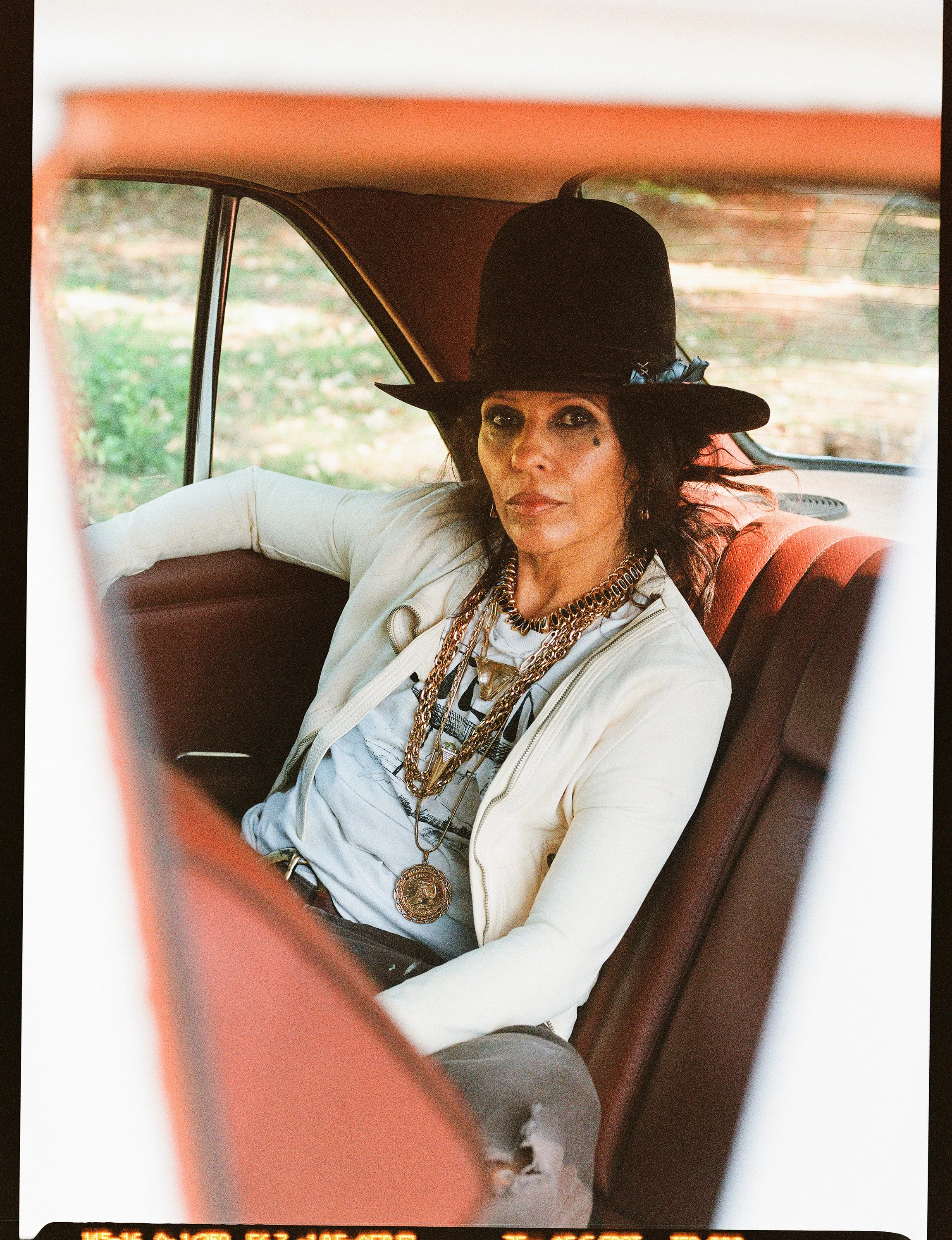 Linda Perry photographed at her studio in Los Angeles for FLOOD Magazine (medium format film, 2026).