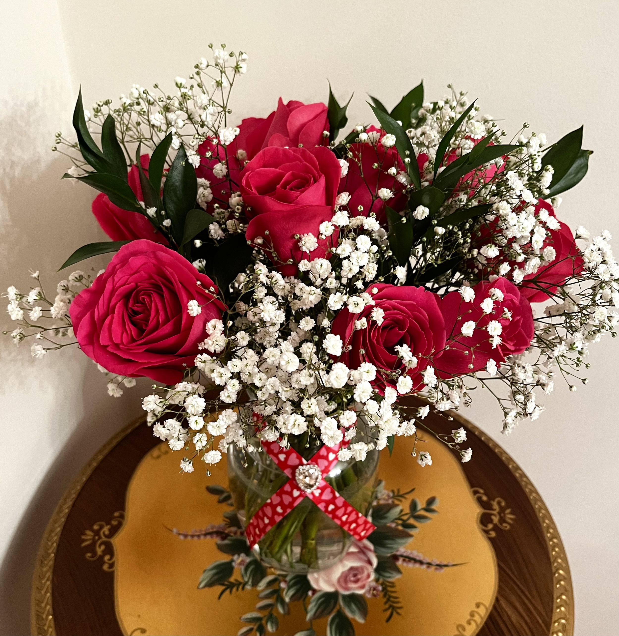 Dozen Pink Roses Vase Arrangement