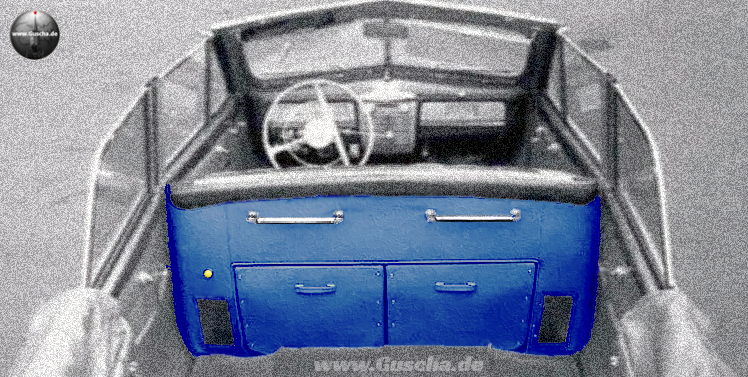 S/W-Bild mit blau hervorgehobener Trennwand