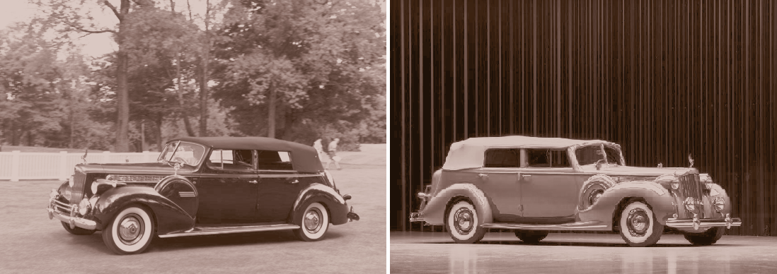 Packard der Baujahre 1938 und 1940 mit Blind Quarter in Seitenaufnahme