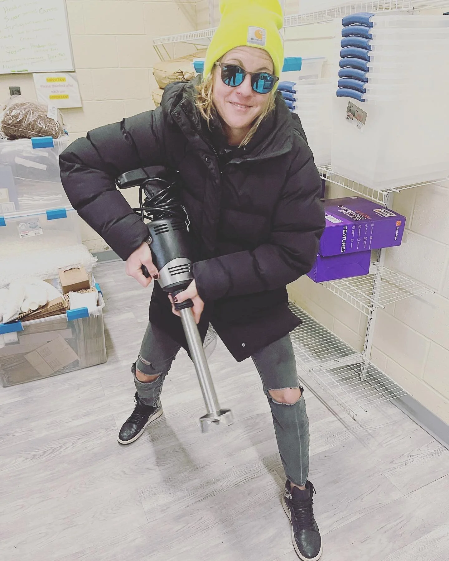 Hey guys! Check out my new suped up immersion blender/jackhammer. Goes real nice nice with MY new commercial kitchen space&hellip; exciting new things a commin&rsquo;. #notmessingaroundhere