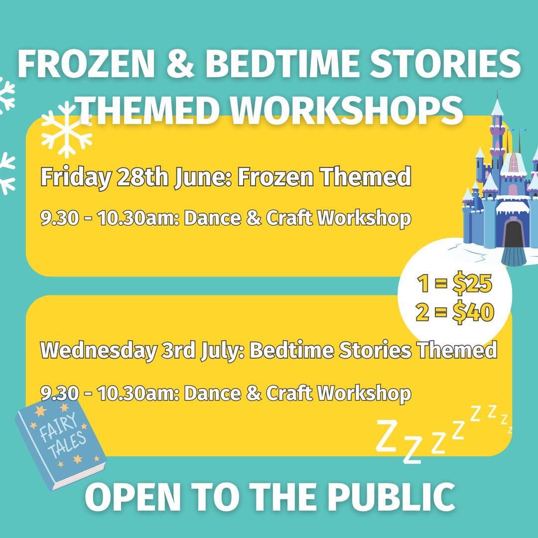 Winter Dance &amp; Craft Workshops ❄️

FROZEN &amp; BEDTIME STORIES THEMED 🦋🌊
👉 LINK IN BIO

Join us over the holiday break for an hour workshop in both week 1 &amp; week 2 of the school holidays! This fun-filled workshop fosters motor skills deve