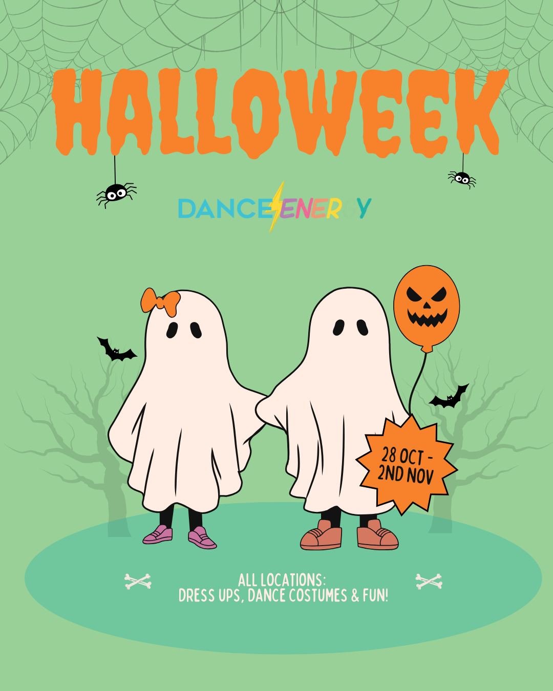 🎃 Halloween at Dance Energy Studios! 🎃

It&rsquo;s that spooky-fun time of year again! From 28th October - 2nd November, we&rsquo;re celebrating Halloween at all our studio locations! 👻

Costumes are totally optional, but we&rsquo;d love to see ou