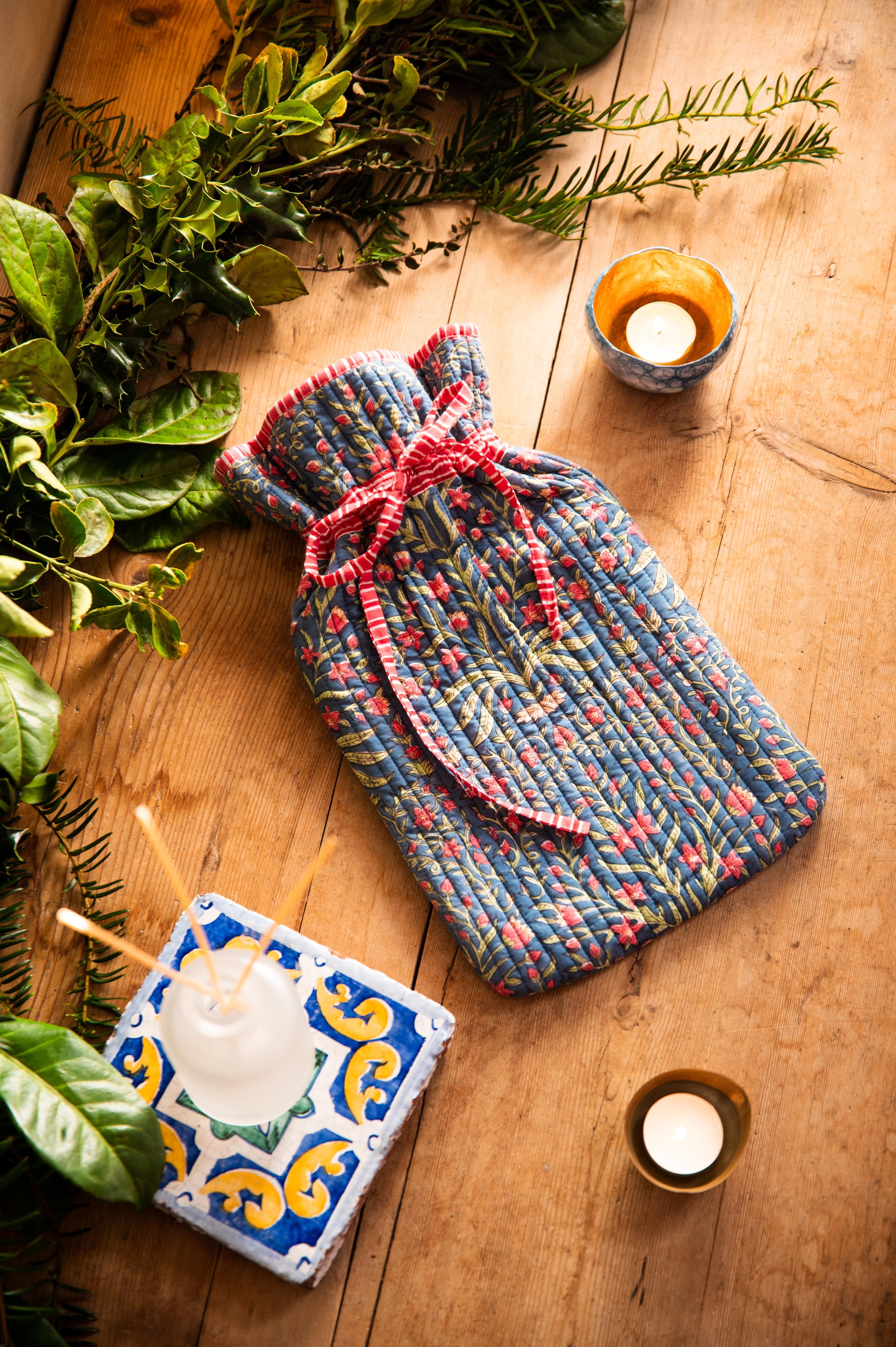 Hot Water Bottle with Quilted Cover
