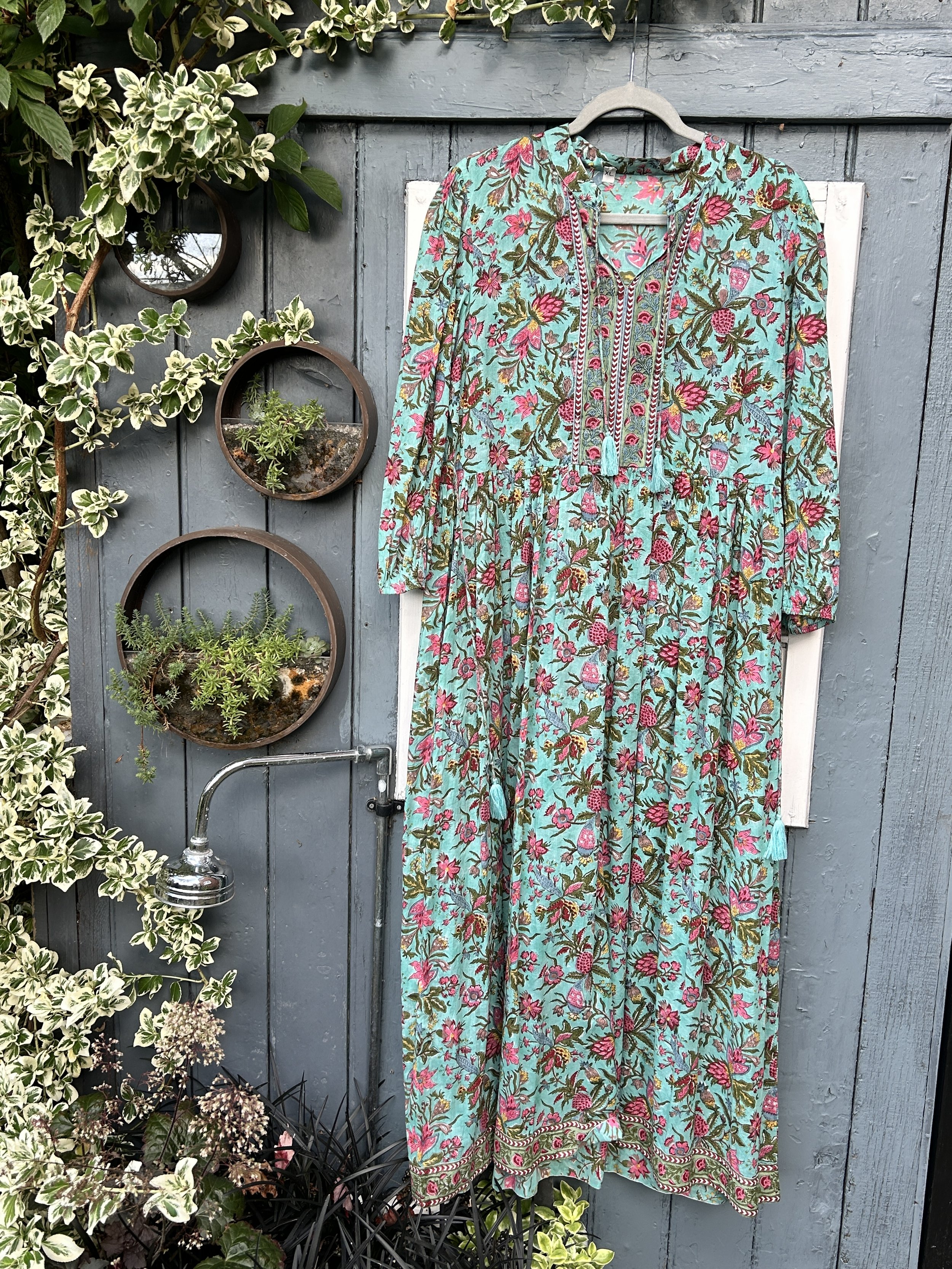 Rosie Kaftan in turquoise pineapple, Size XXS, SAMPLE