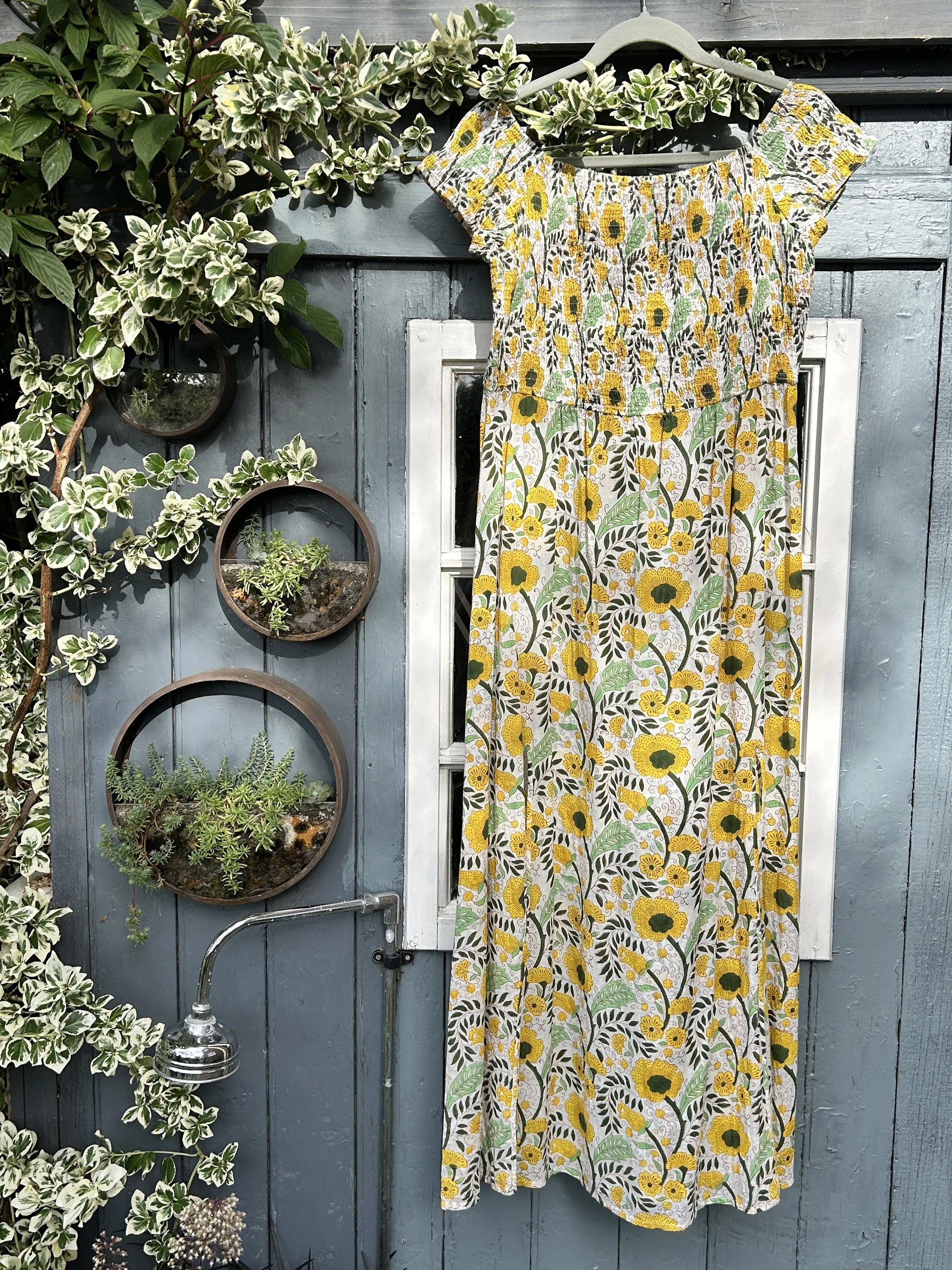 Ayesha sundress in yellow sunflowers, Size M, SAMPLE