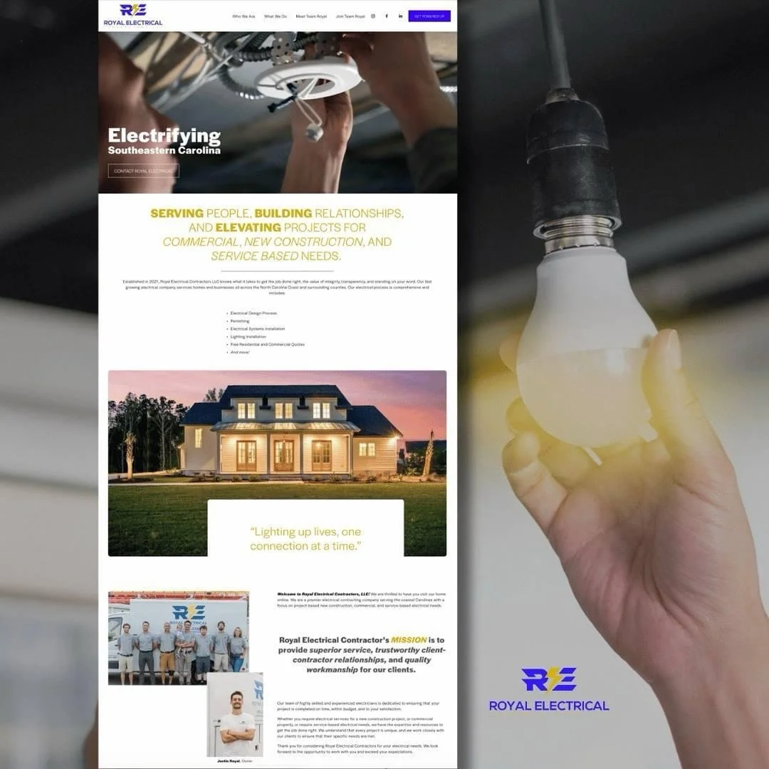 @royalelectricalcontractors website re-design! 

This was one of Rachel Rowell Design Co.s first run of professional website builds when we first got started. Since then we have refined our web design &amp; development process. So we reached out to @