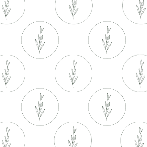 Pattern of leaves in circles on a white background