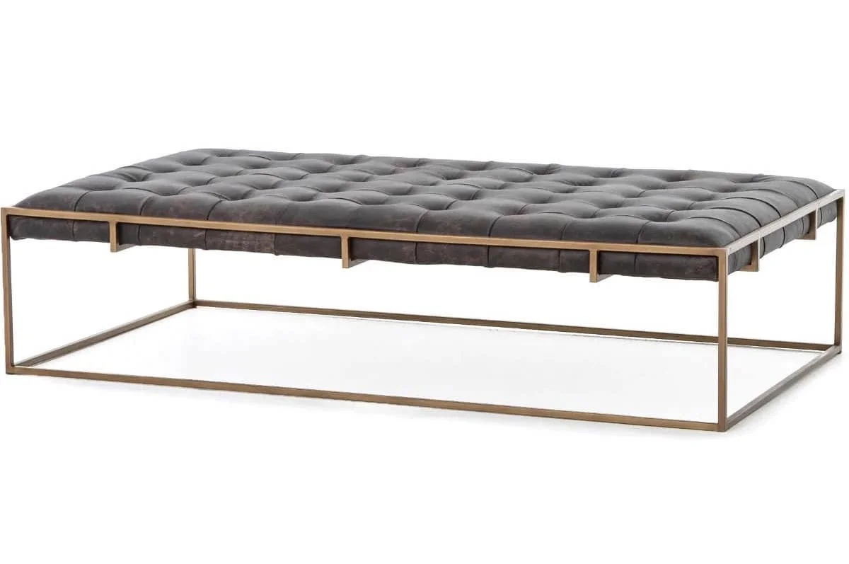 Oxford Antique Leather Ottoman, at Design Tap