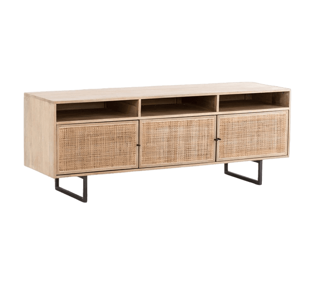 Dolores Cane Media Console, by Pottery Barn