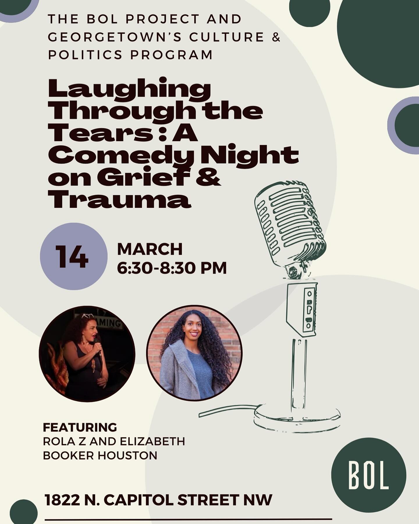 Join us on March 14th from 6:30-8:30 for a Laughing through Tears Comedy Show! 🎭🎭 @creativegroundsdc @culp.georgetown