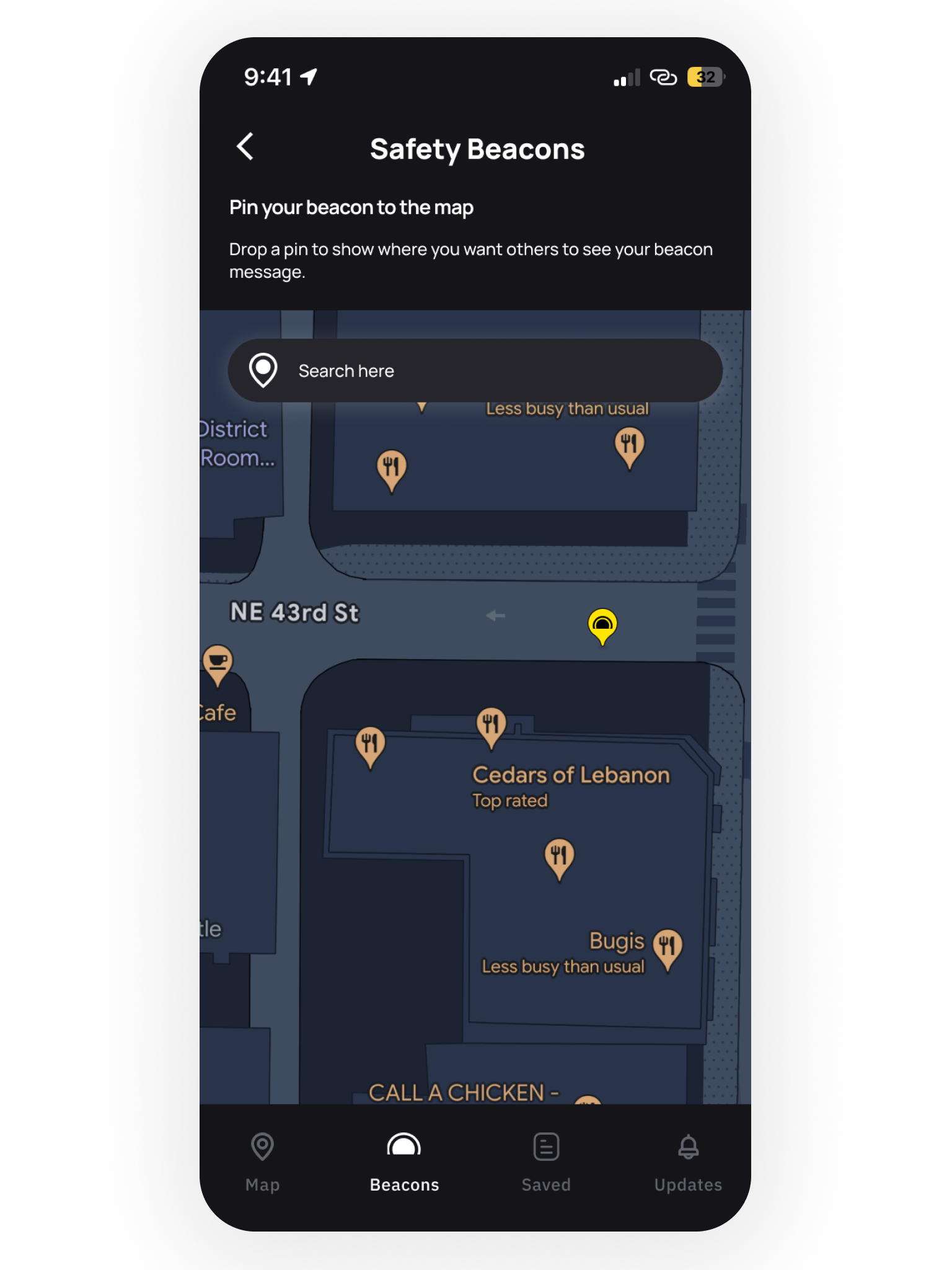 Pin beacon to the map
