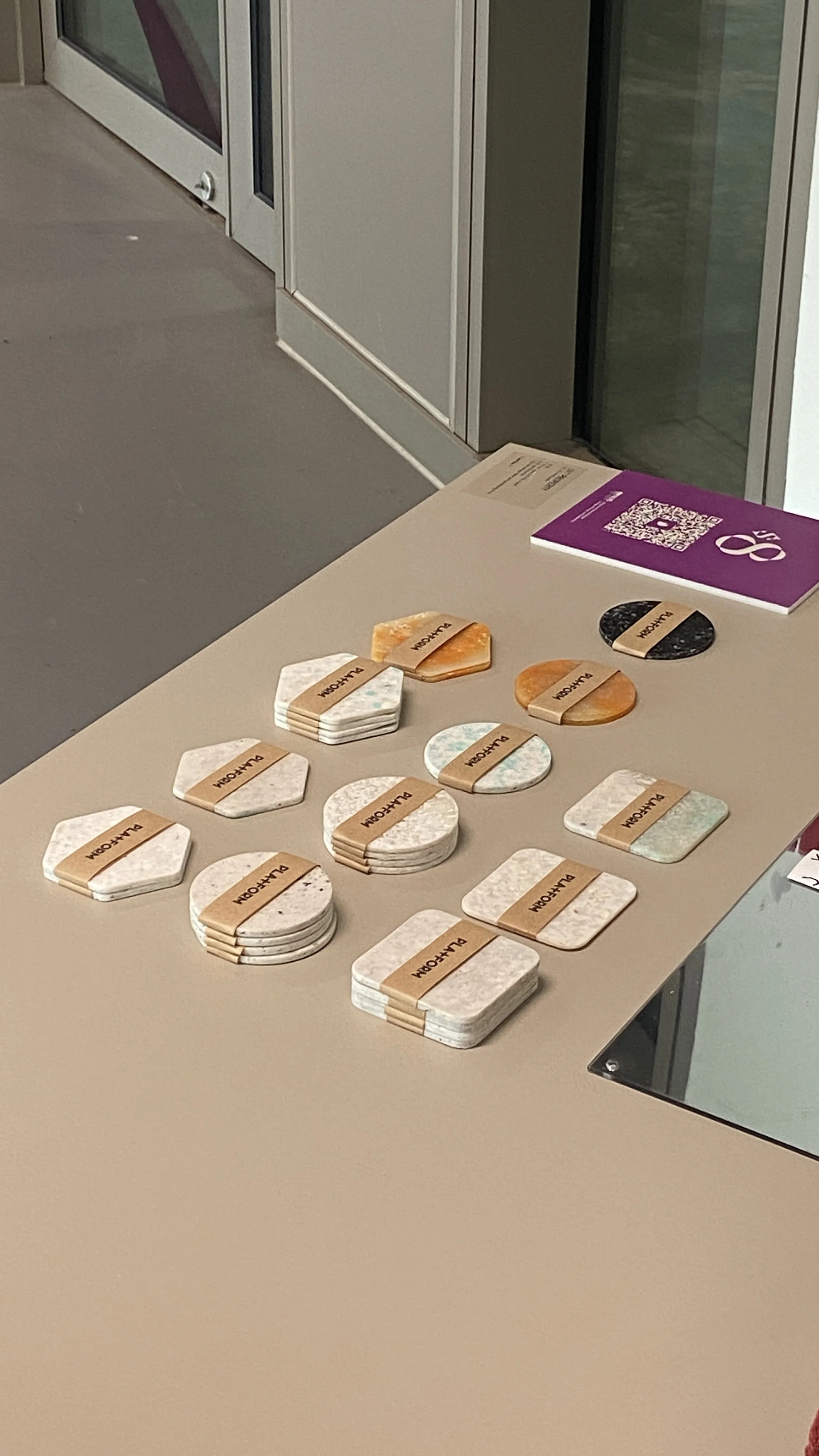 The PLA+FORM coasters were packaged and sold during DID2022 Graduation Show