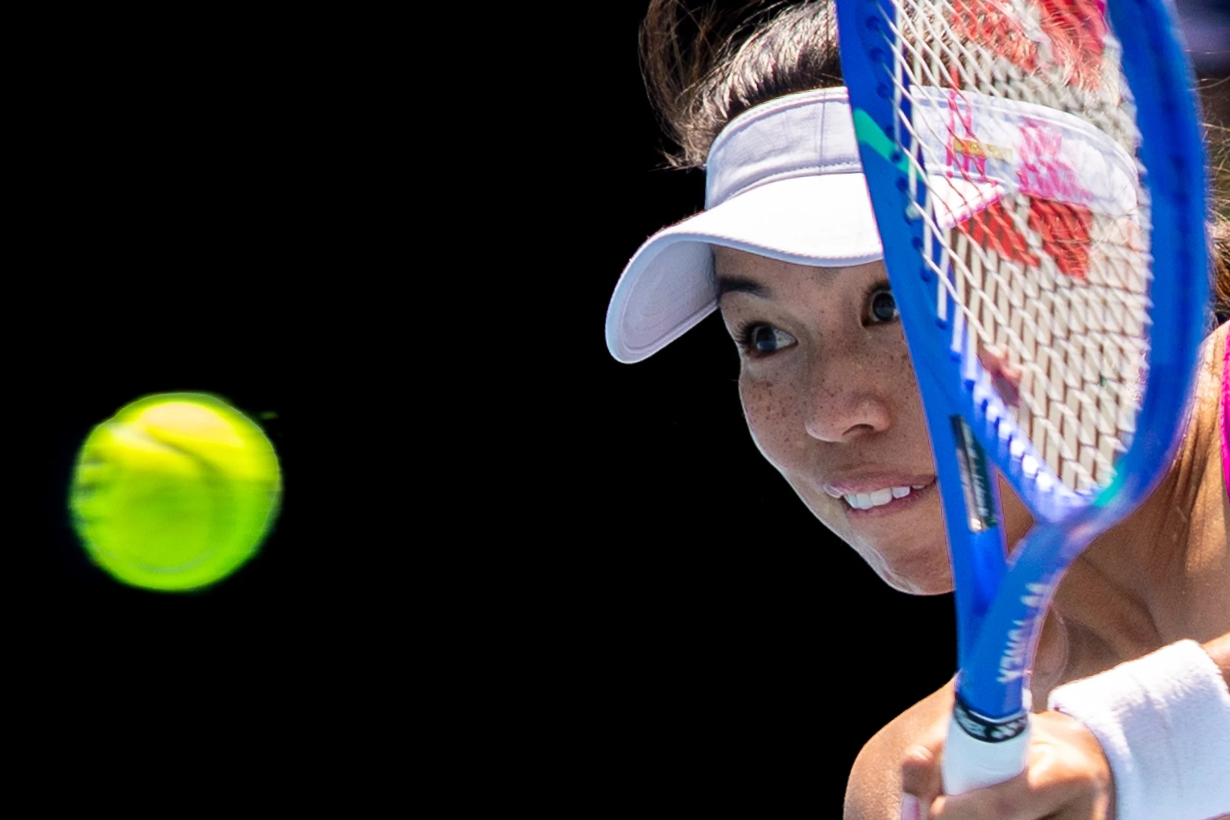 2026 Australian Open - Lizette Cabrera playing a backhand drive volley during her first round qualifying match.