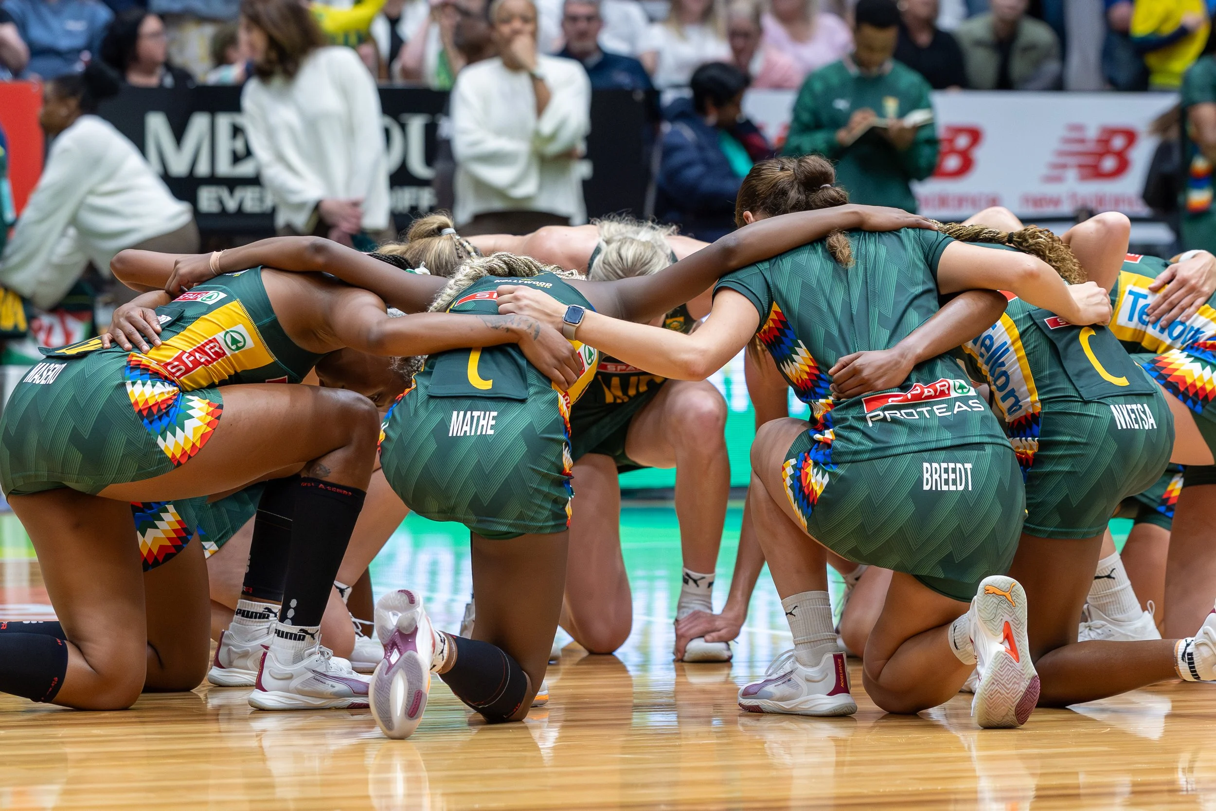 2025 Netball Test Series - Game 2 Australia v South Africa - South African pray circle