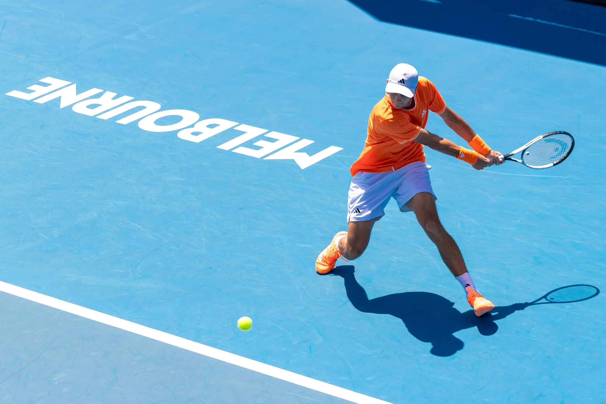 2026 Australian Open - Spain's Rafa Jodar playing a backhand on court 7 at Melbourne Park.