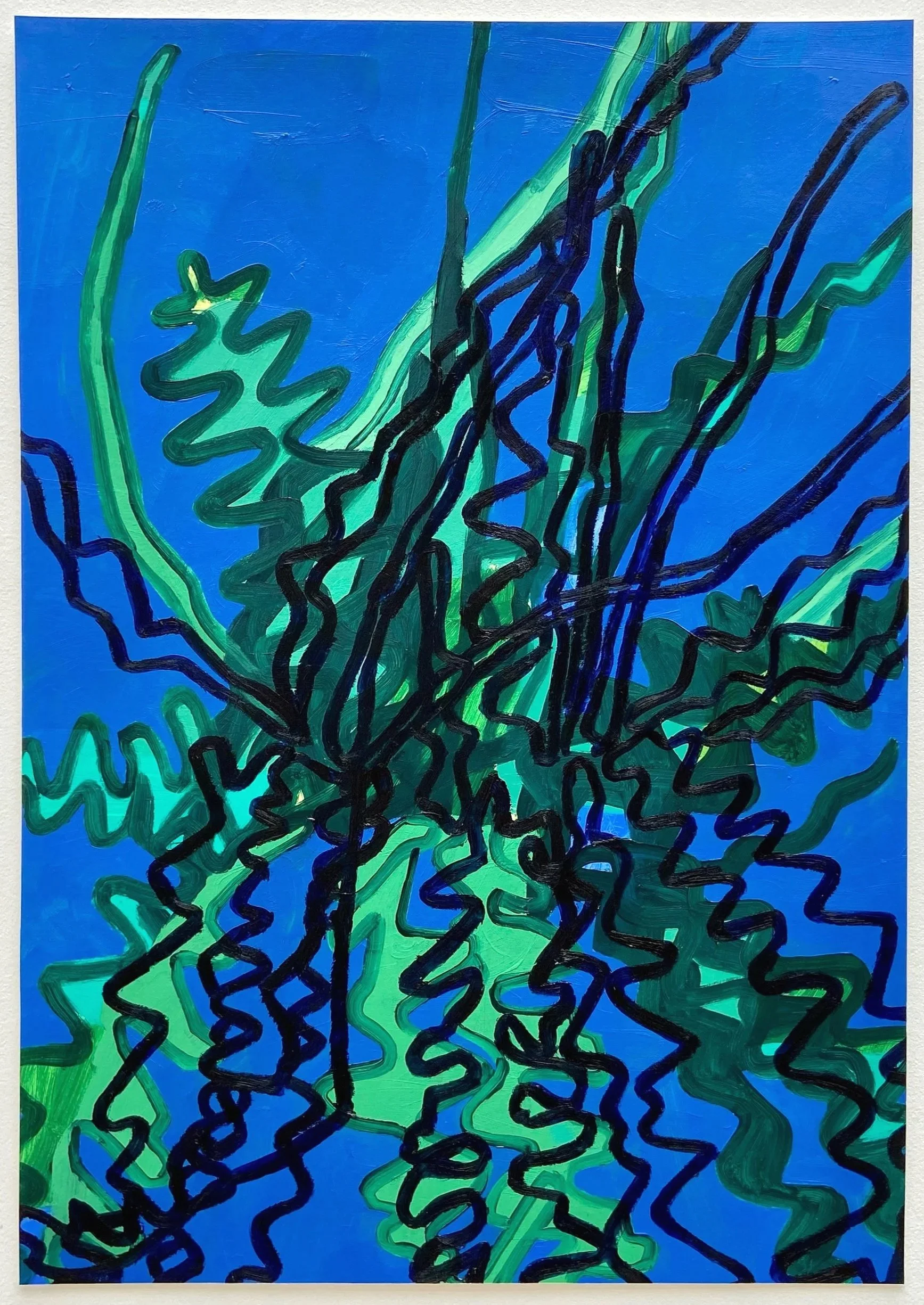 Fishbone,
2021,
oil, oil bar & acrylic on paper,
46 65cm 
