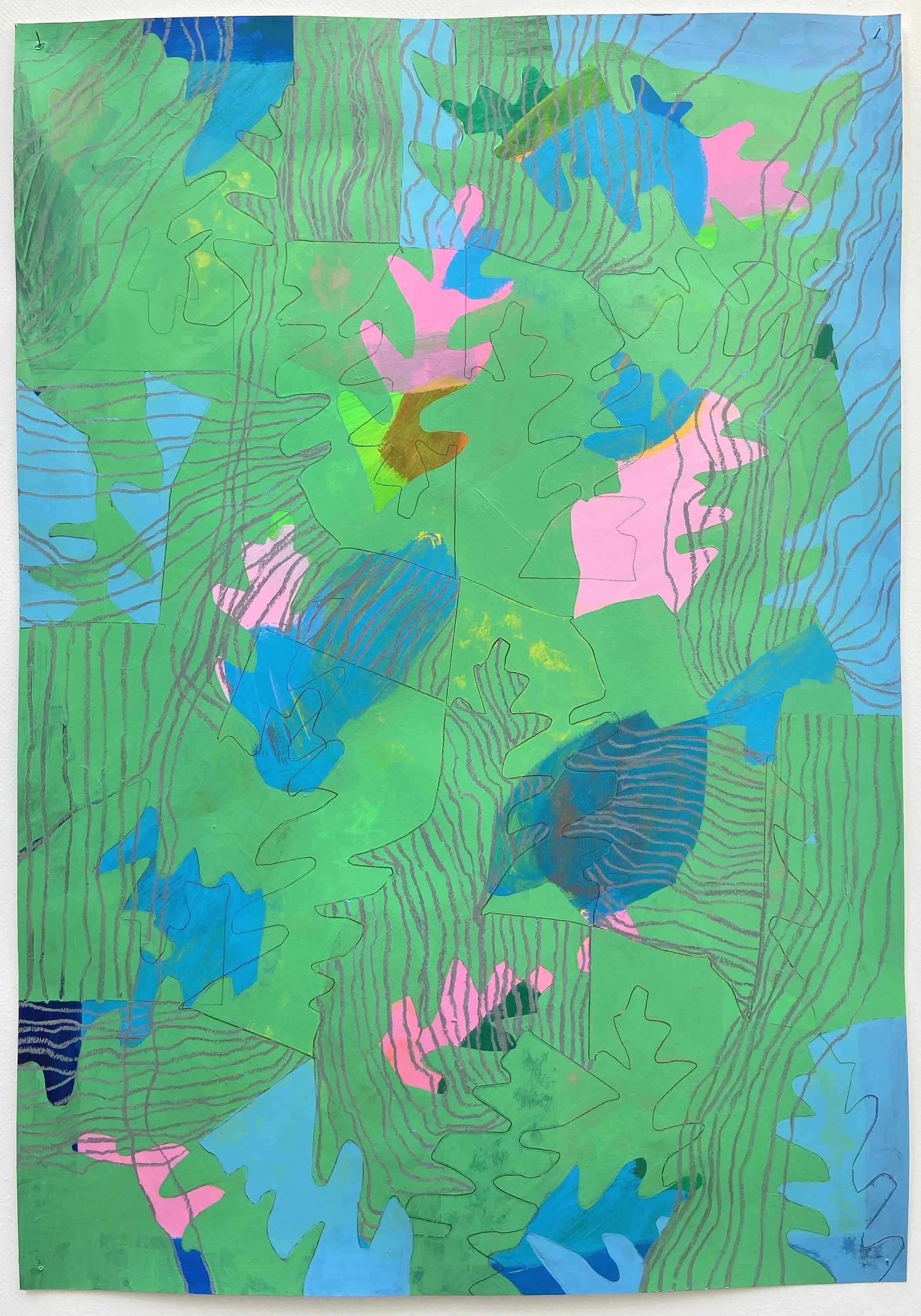 Fresh, 2025, oil, acrylic, graphite & oil bar on paper, 70 x 100cm 