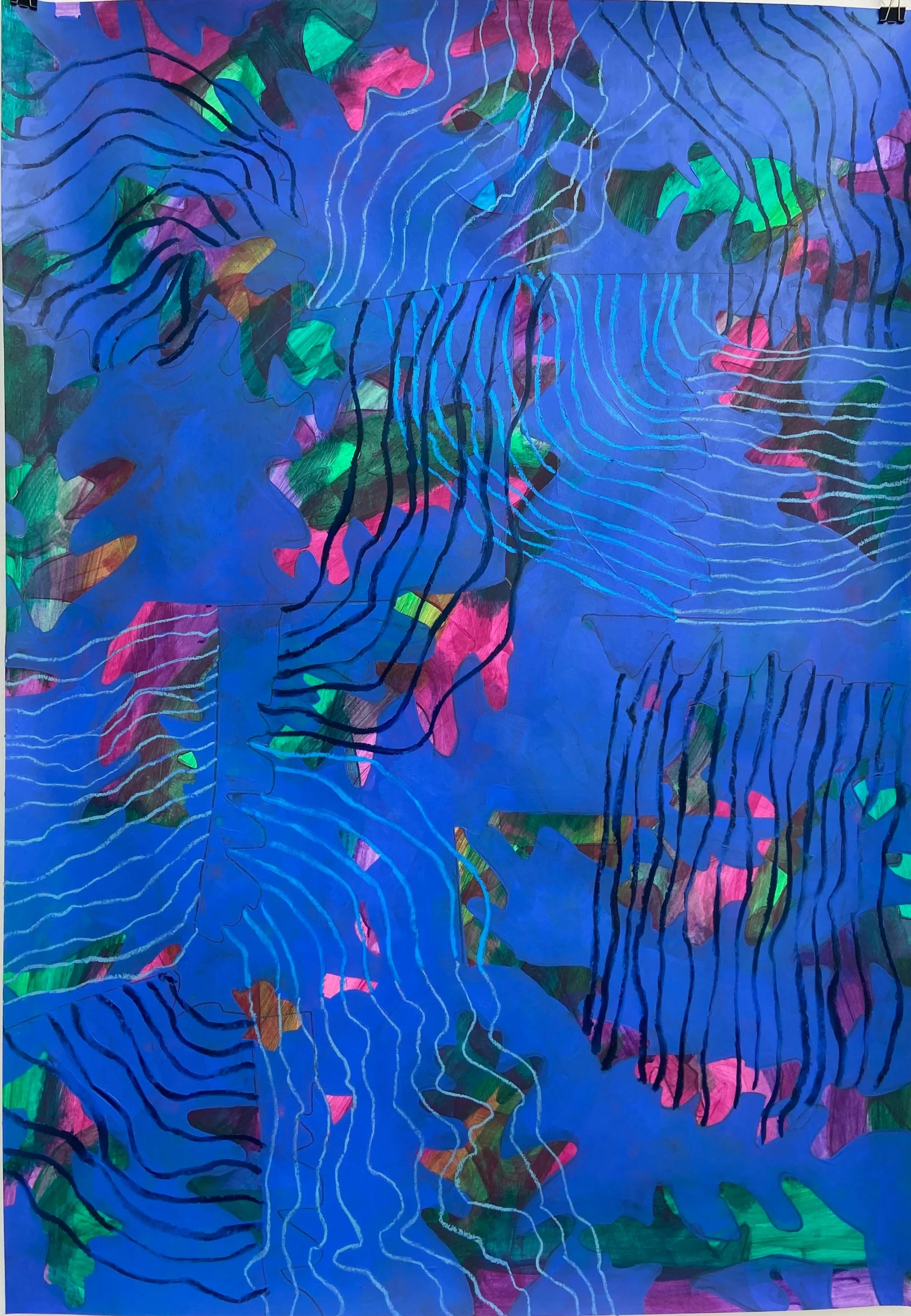 Lap, oil, acrylic & oil bar on paper, 70 x 100cm 