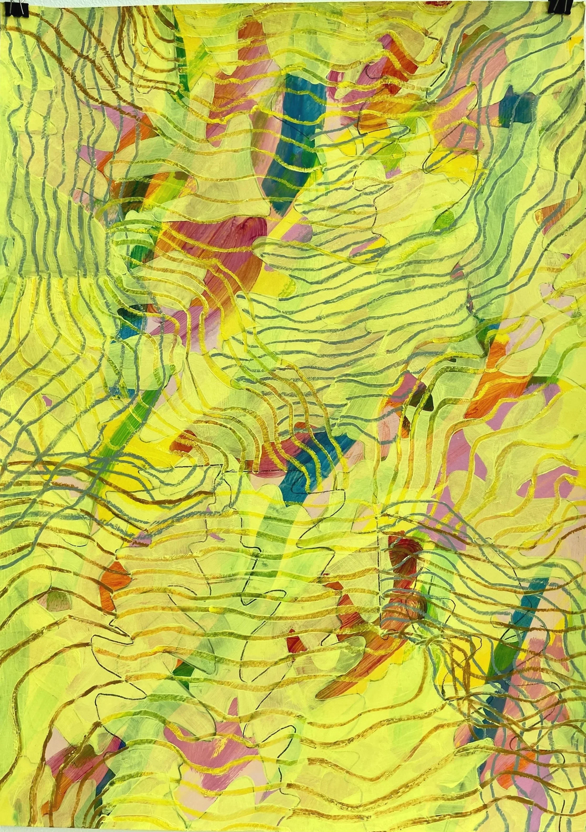 Notes, 2025, oil, acrylic & oil bar on paper, 50 x 70cm