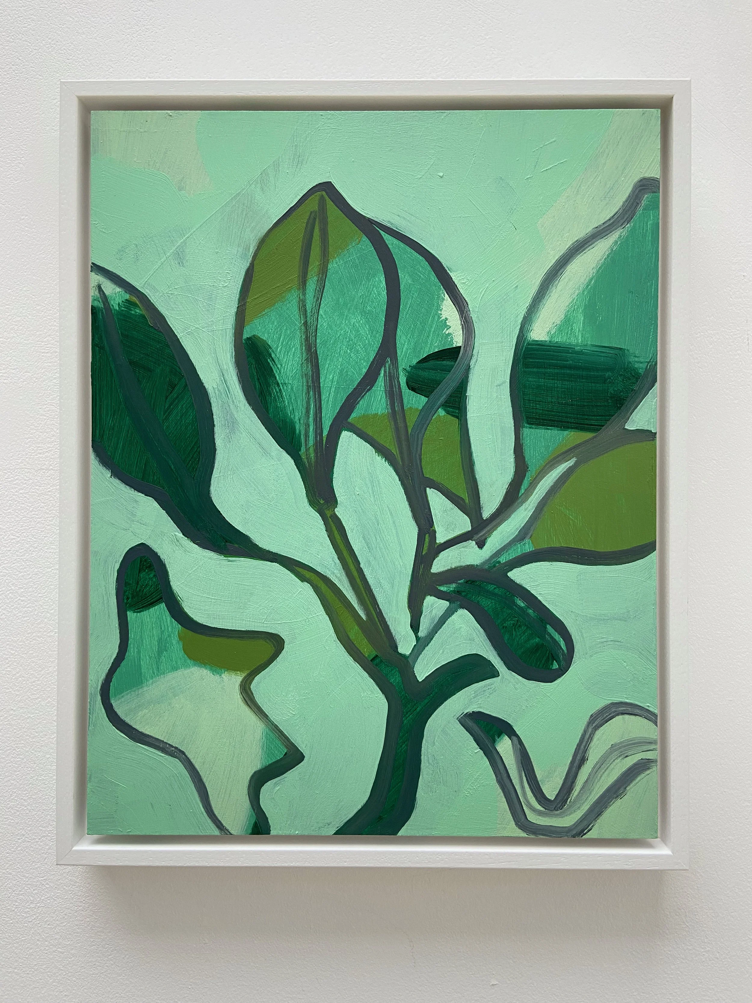 Spring Greens,
oil on plywood in a tray frame, 31 x 38cm