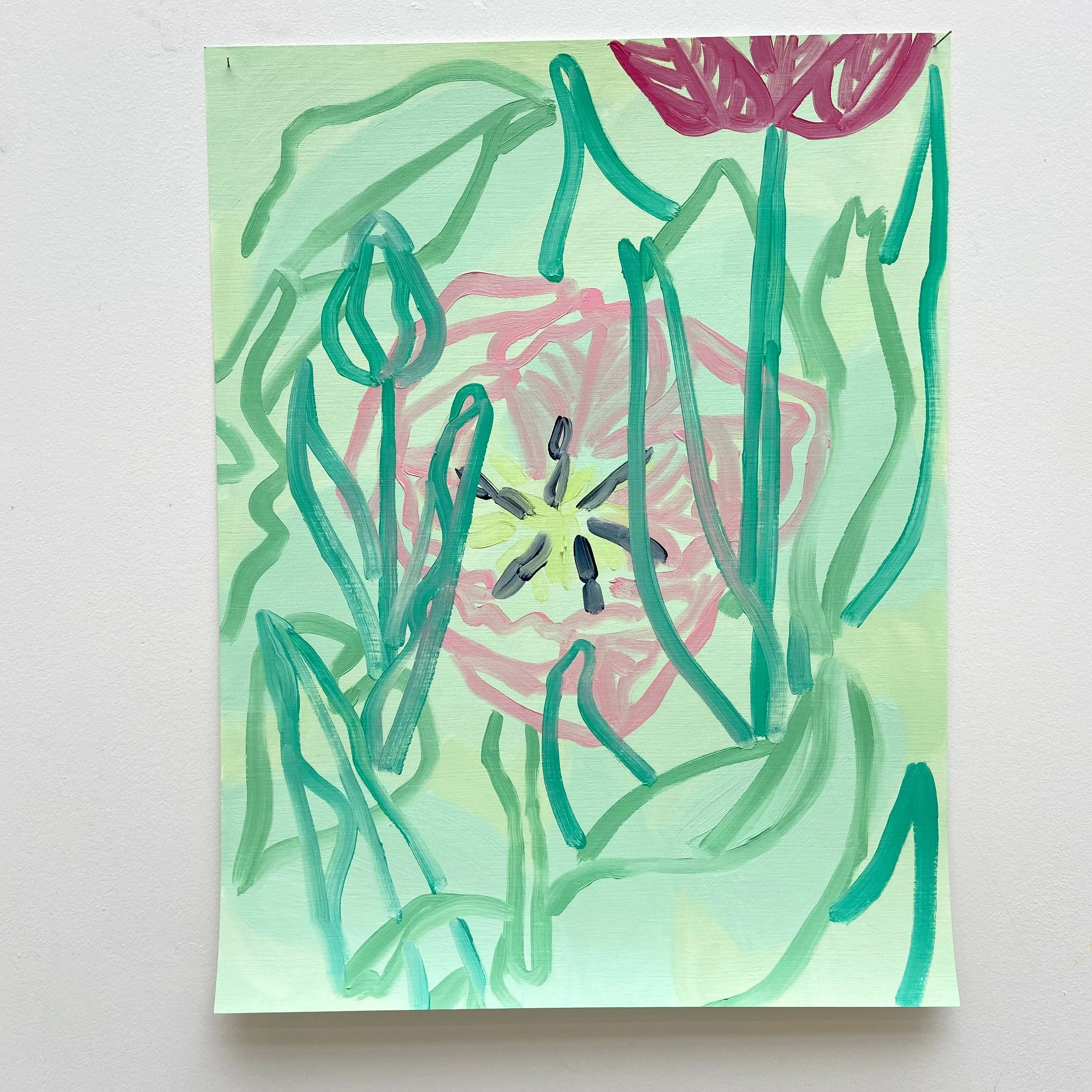 Tulips,
2022,
oil on paper,
50 x 70cm