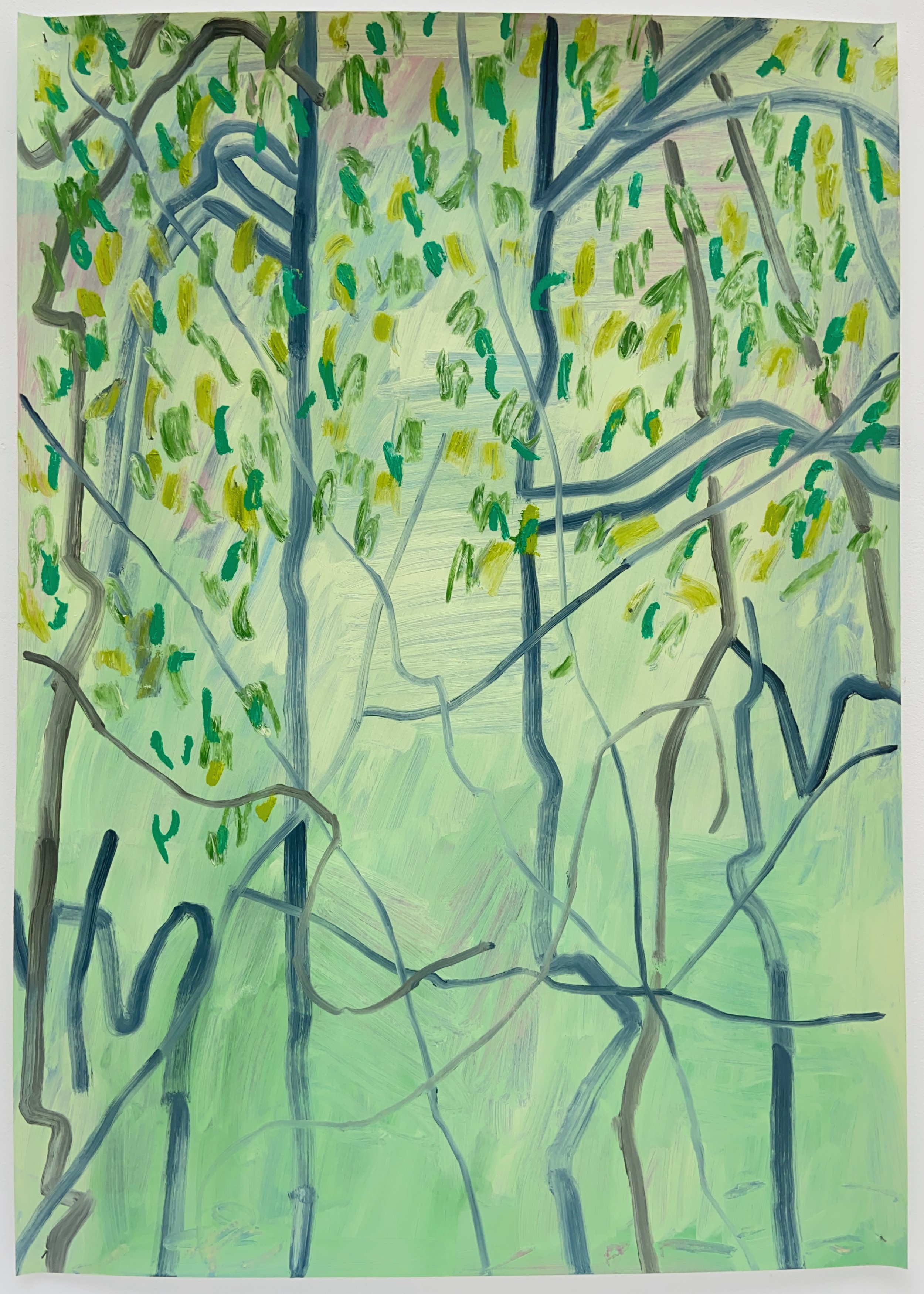 Copse, oil, acrylic & oil bar on paper, 59 x 84cm