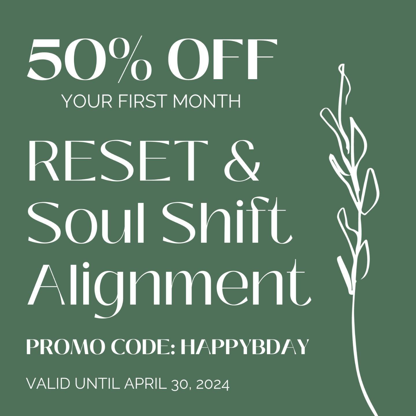 ⭐️ LAST CHANCE ⭐️ It's Dr. Liz's birthday month, but YOU get a gift. Use code &quot;HAPPYBDAY&quot; for 50% off of your first month of RESET or Soul Shift Alignment! 🎁
.
Link in bio to join. Offer expires 4/30/24. Valid for new members only.
.
.
.
#