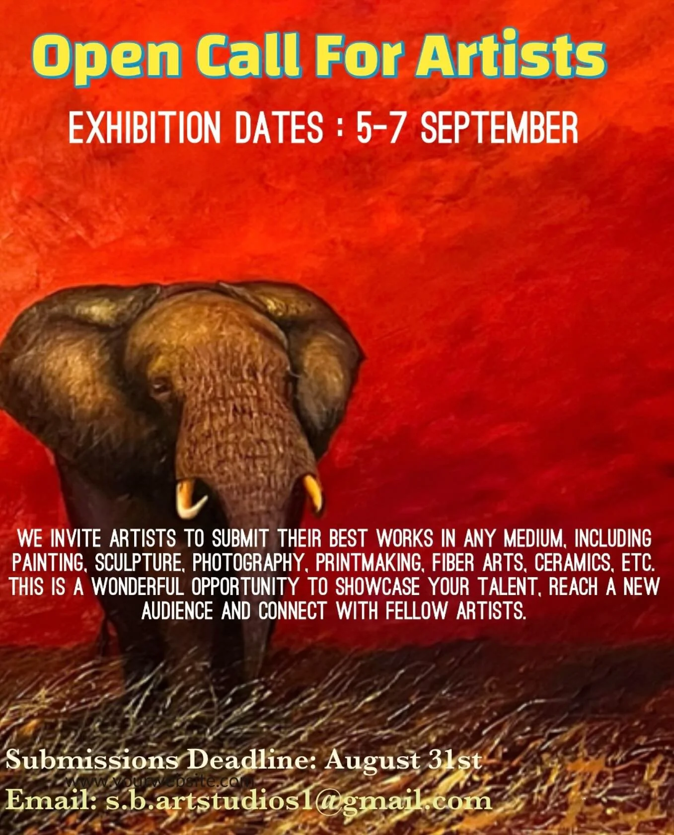 We invite artists to submit their best works in any medium, including painting, sculpture, photography, printmaking, fiber arts, ceramics...

Exhibition Dates: 5-7 September 2025
Submission Deadline: 31 August 2025

This exhibition is open (No theme 