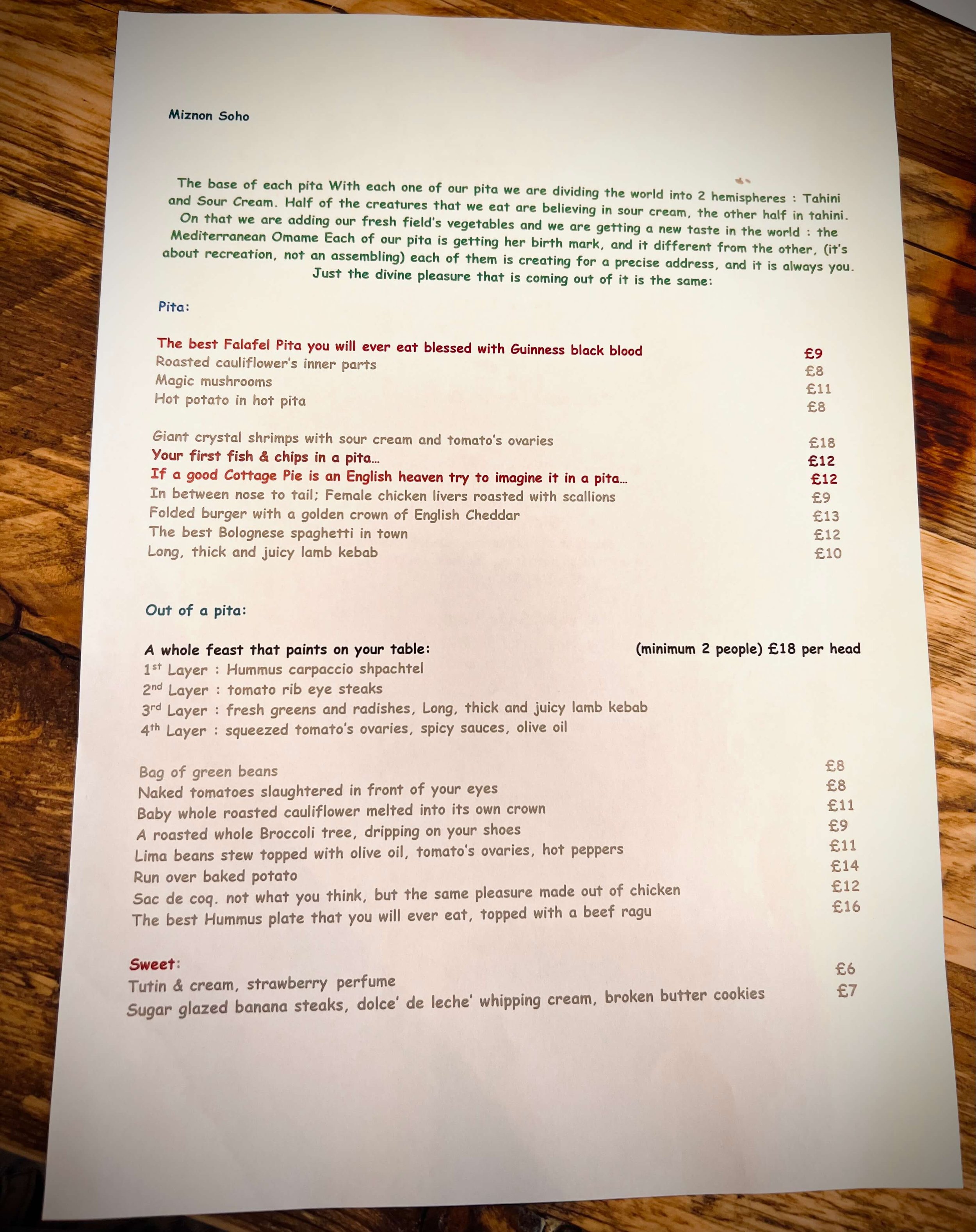 Miznon Middle Eastern Restaurant Street food London