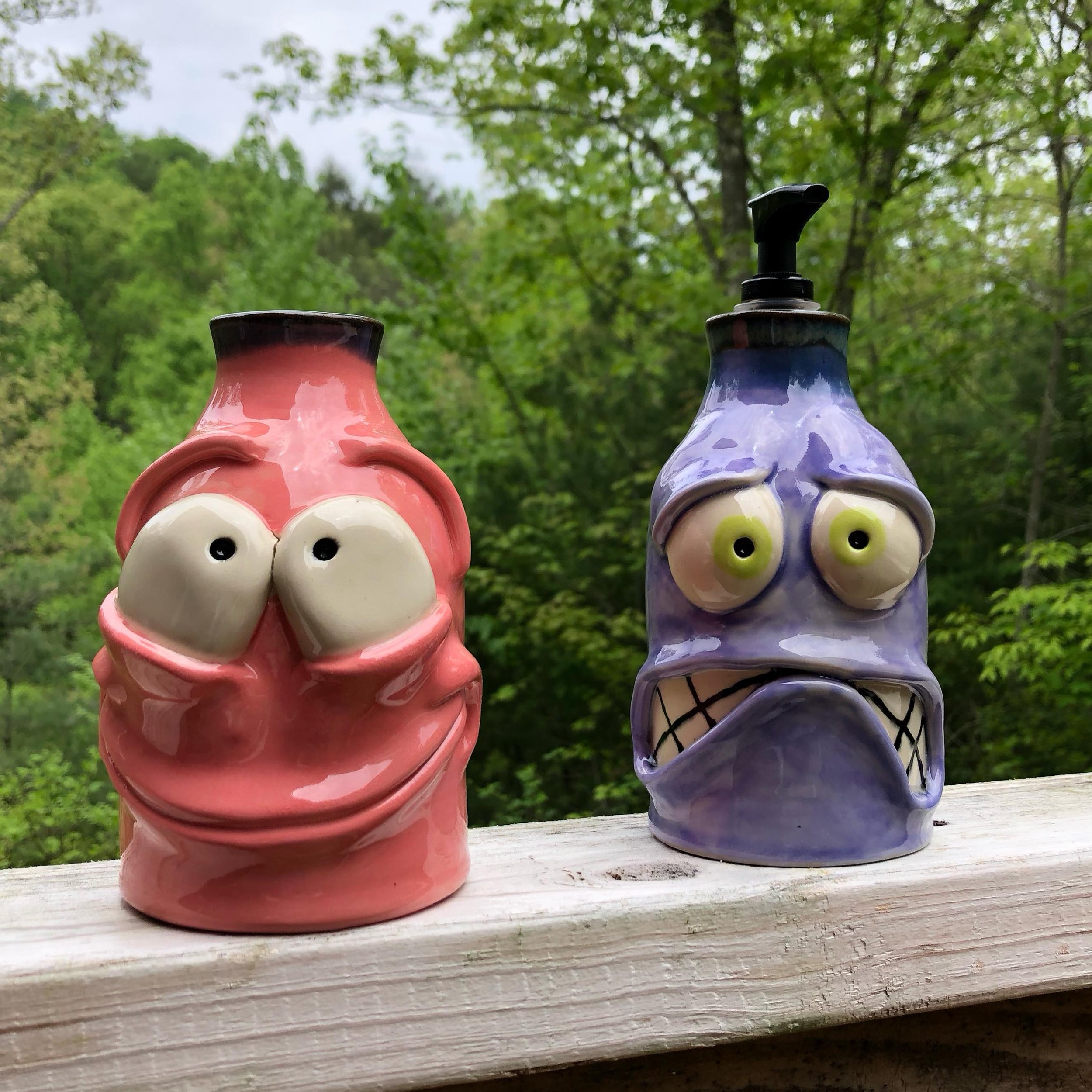 Two bottle vases prepped and ready to go! 

Come see them at the Spring Southern Pottery Show in Gillsville on May 11th!