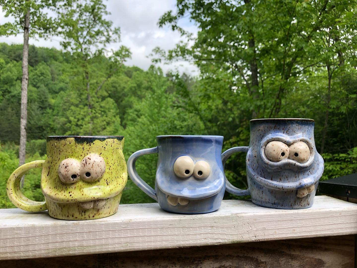 A few goofy faces headed to the Spring Southern Pottery Show this weekend (May 11) in Gillsville! 

A lot of pottery is trial and error. I learned several important lessons about speckled clay with these haha.

#pottery #handthrown #handsculpted #han