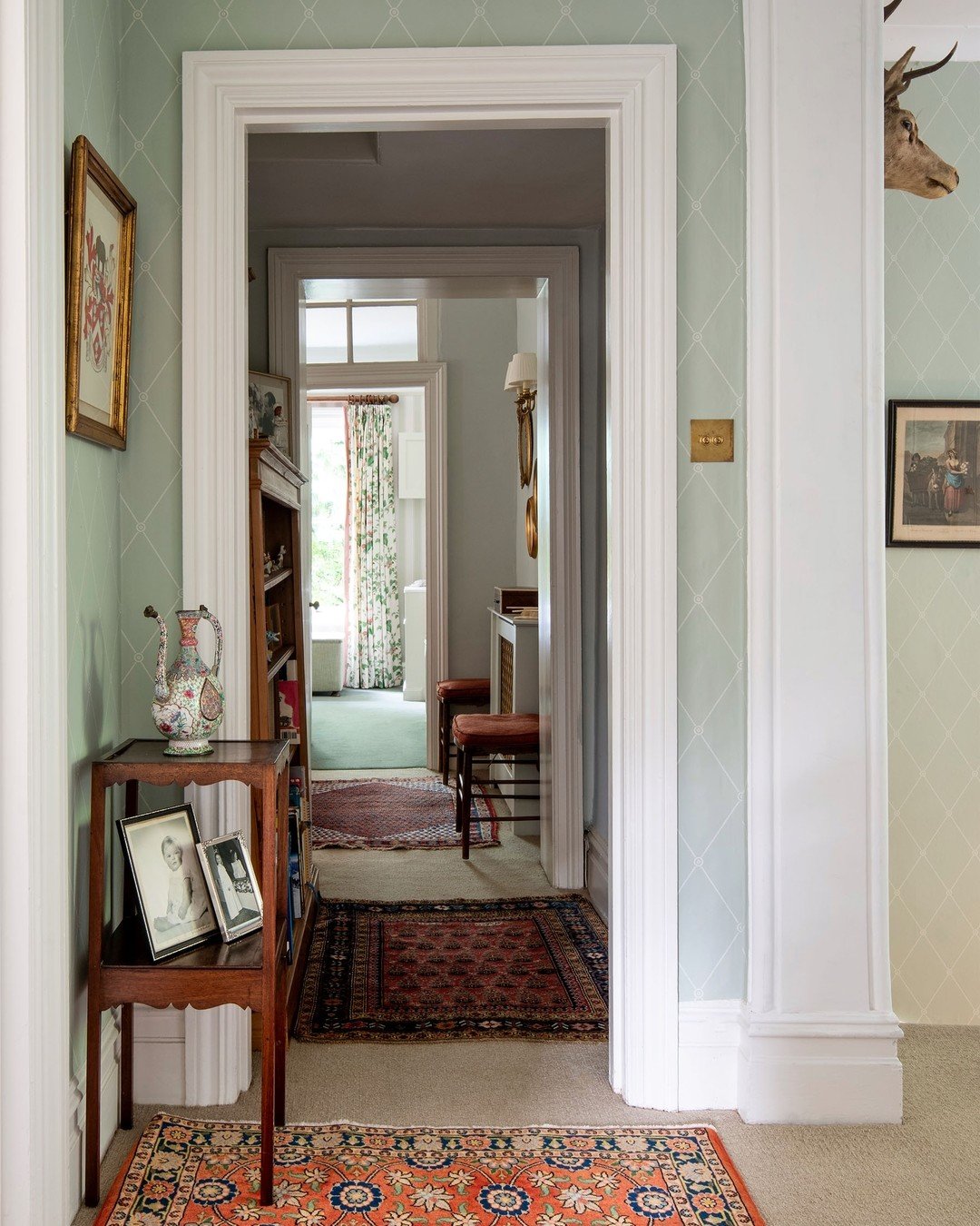 Revisiting a past project: A timeless English country house which we helped the owner redecorate a few years ago. Everything we chose had to work with the family's collected treasures, beautiful furniture and exquisite rugs. A truly elegant and comfo