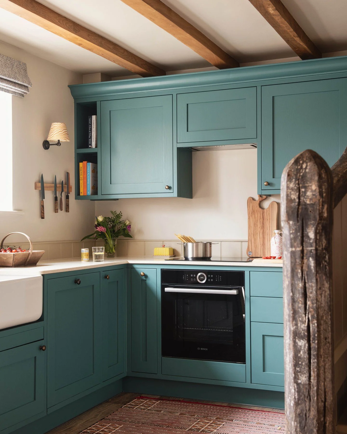 The kitchen in our Hampshire Coach House project is nestled into an old horse stall, where the original oak partitions are still intact. Listed properties are always a challenge, but working within boundaries can often produce unexpected and creative