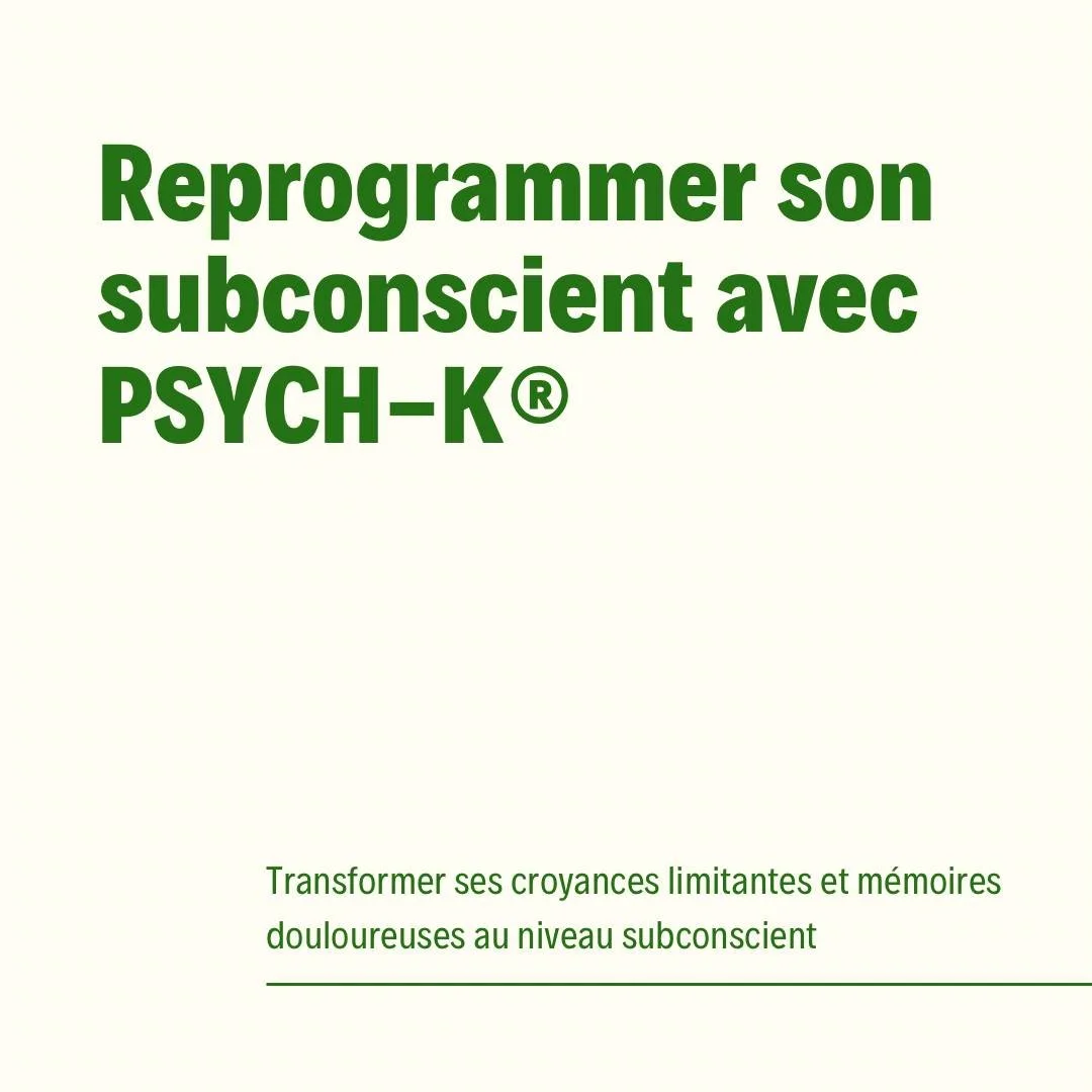 PSYCH-K&reg; est un processus simple et rapide, permettant de transformer les croyances subconscientes limitantes, les traumatismes pass&eacute;s et les perceptions de stress qui vous emp&ecirc;chent d&rsquo;atteindre vos objectifs et de cr&eacute;er