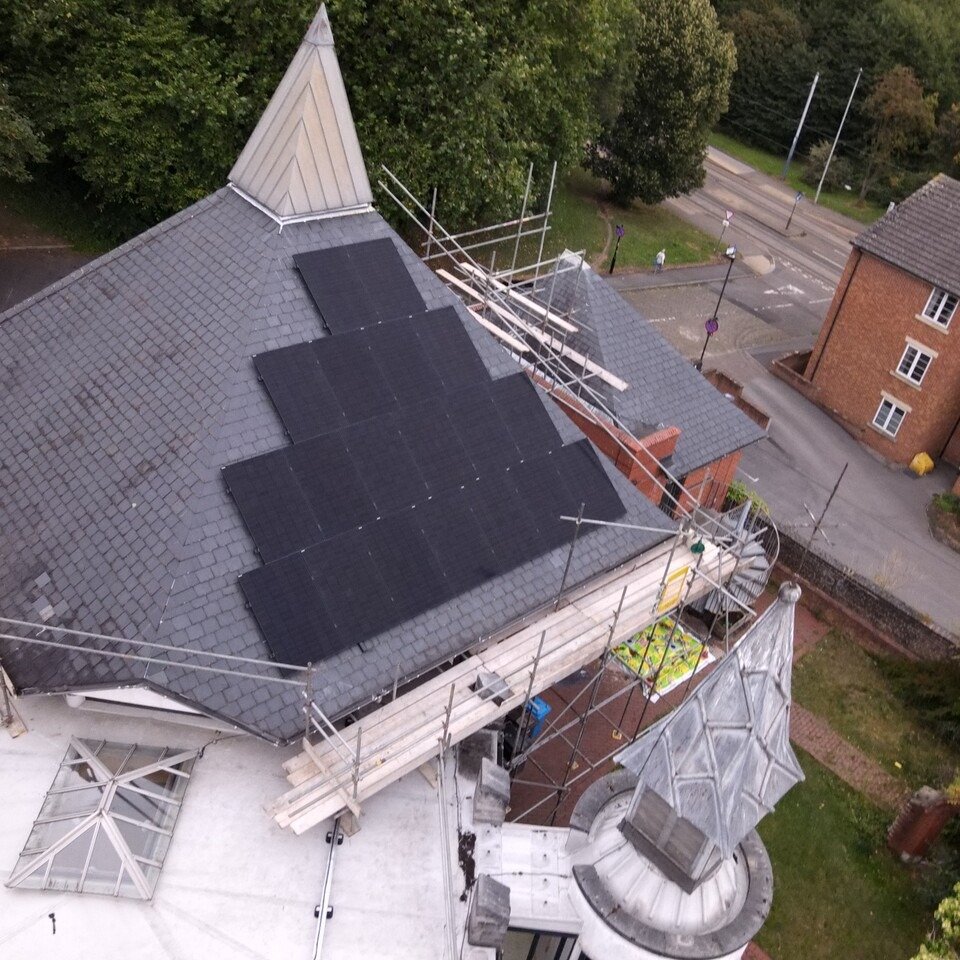 8.075kW On-roof Solar PV and 13.6kWh Battery Storage System, St Bartholomew's Church, Primrose Hill, Sheffield