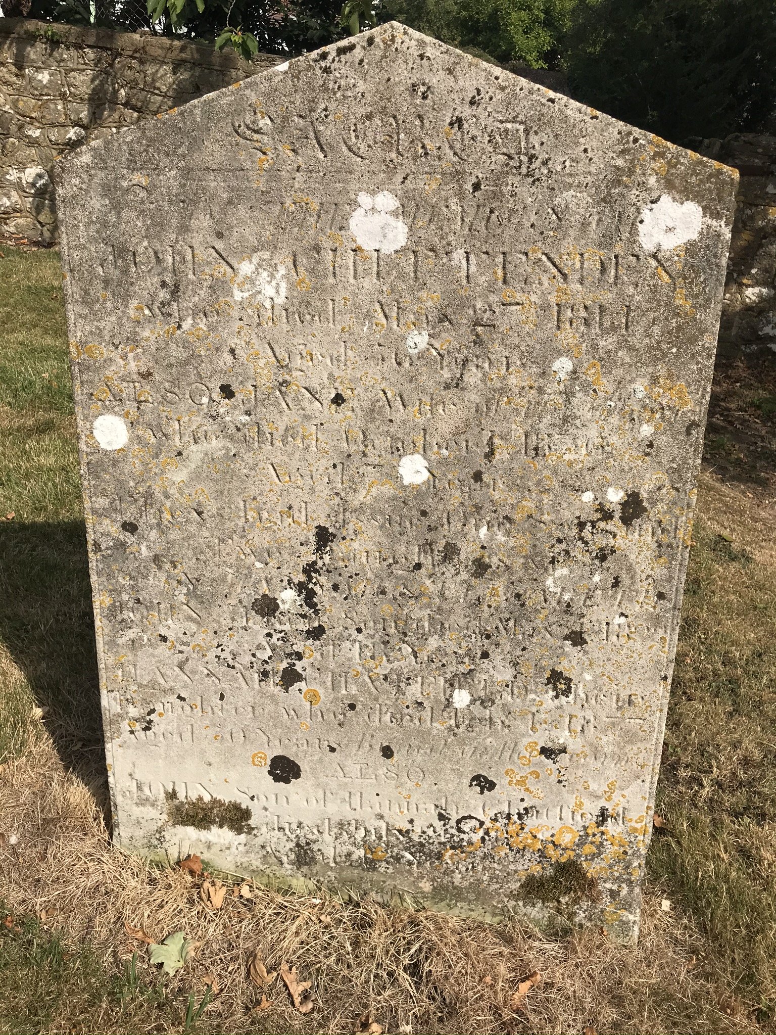 Lichen covered gravestone