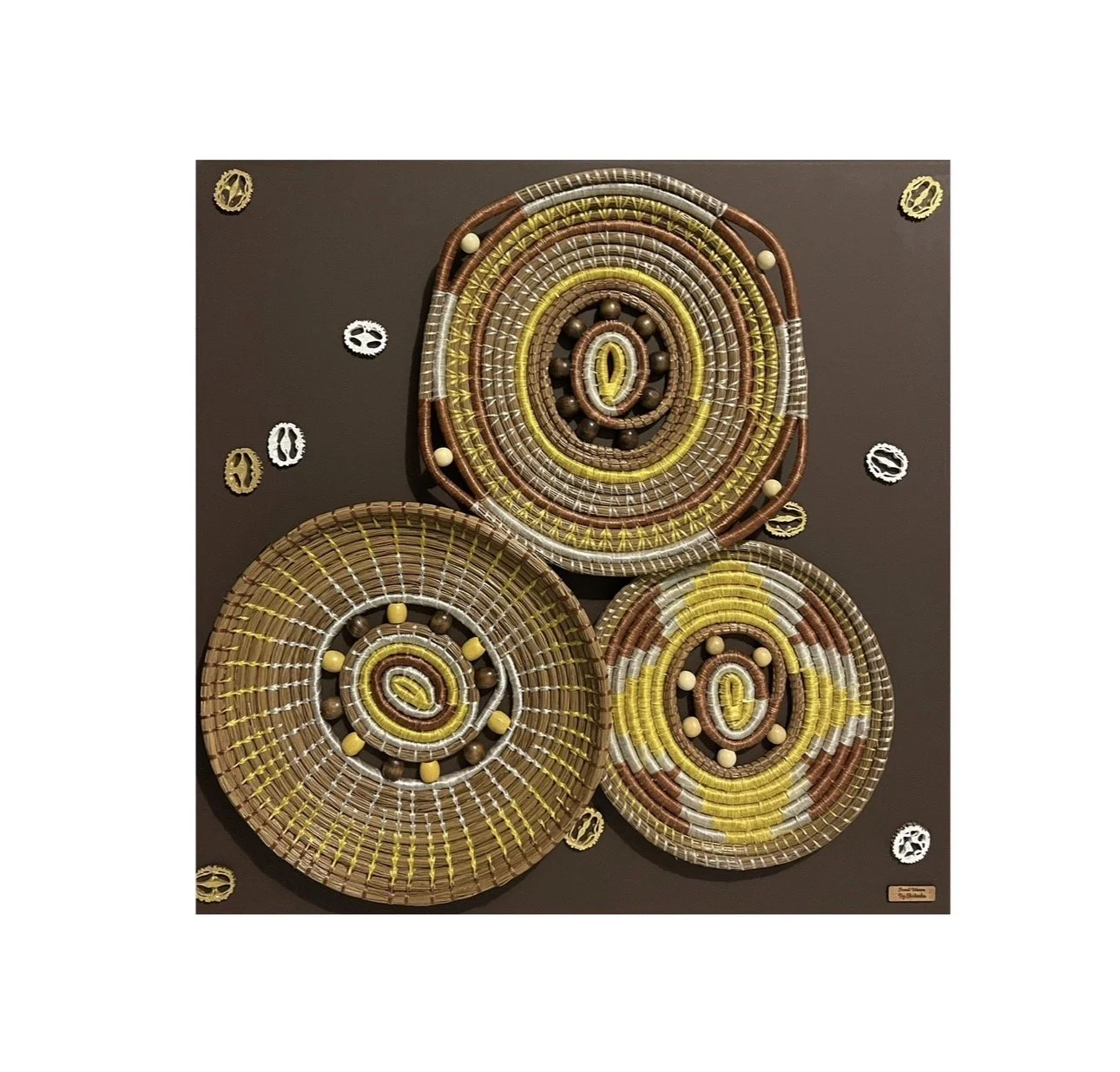 Shakeeka  Brooks - Abstract Sunflowers Basketry Wall Hanging