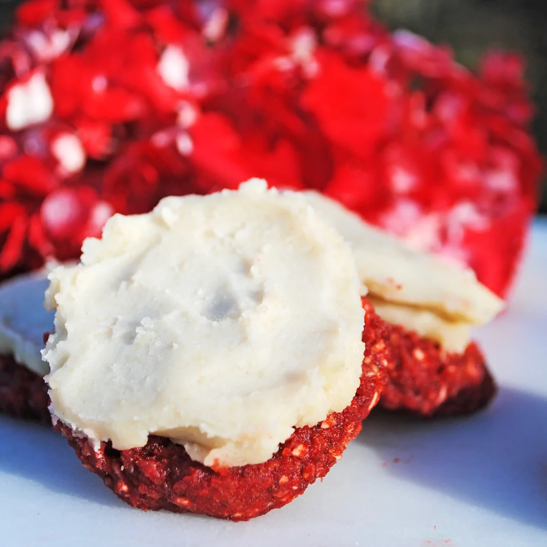 Red Velvet Cookies with Cashew Cream